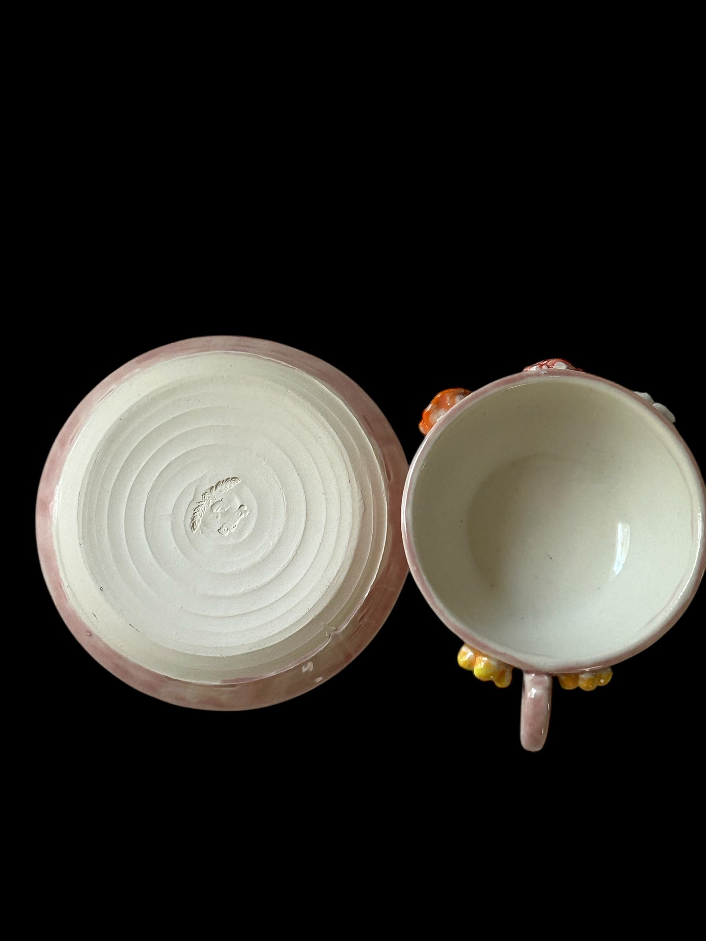 Sprigged Tea Cup and Saucer #43 with Various Flowers in Translucent Plum