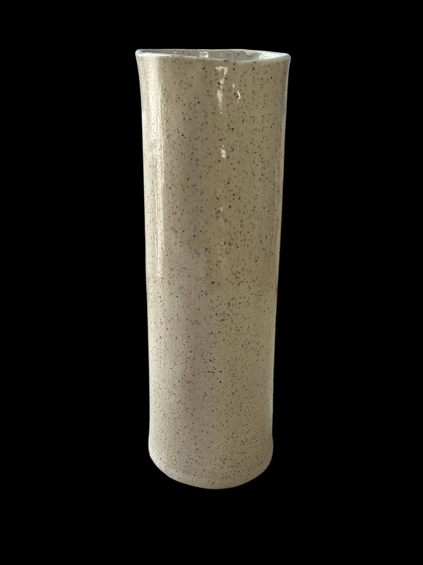 Tall Cylinder Vase with Stenciled Pumpkins on Speckled Clay