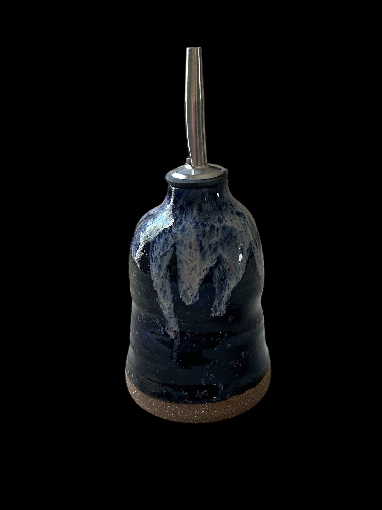 Small Finishing Oil Cruet #3 with Squeeze Handle in Obsidian and Opal