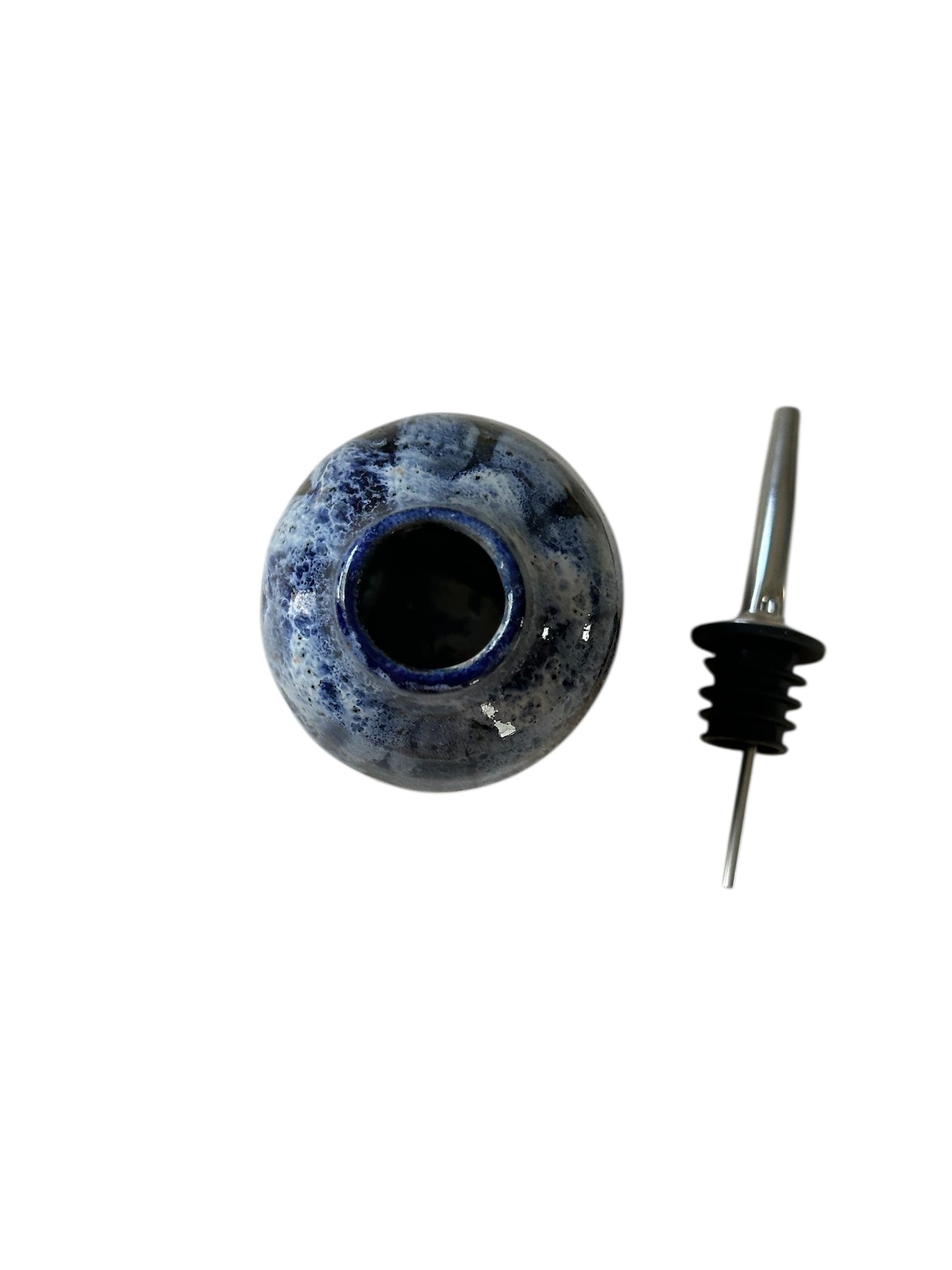 Small Finishing Oil Cruet #3 with Squeeze Handle in Obsidian and Opal
