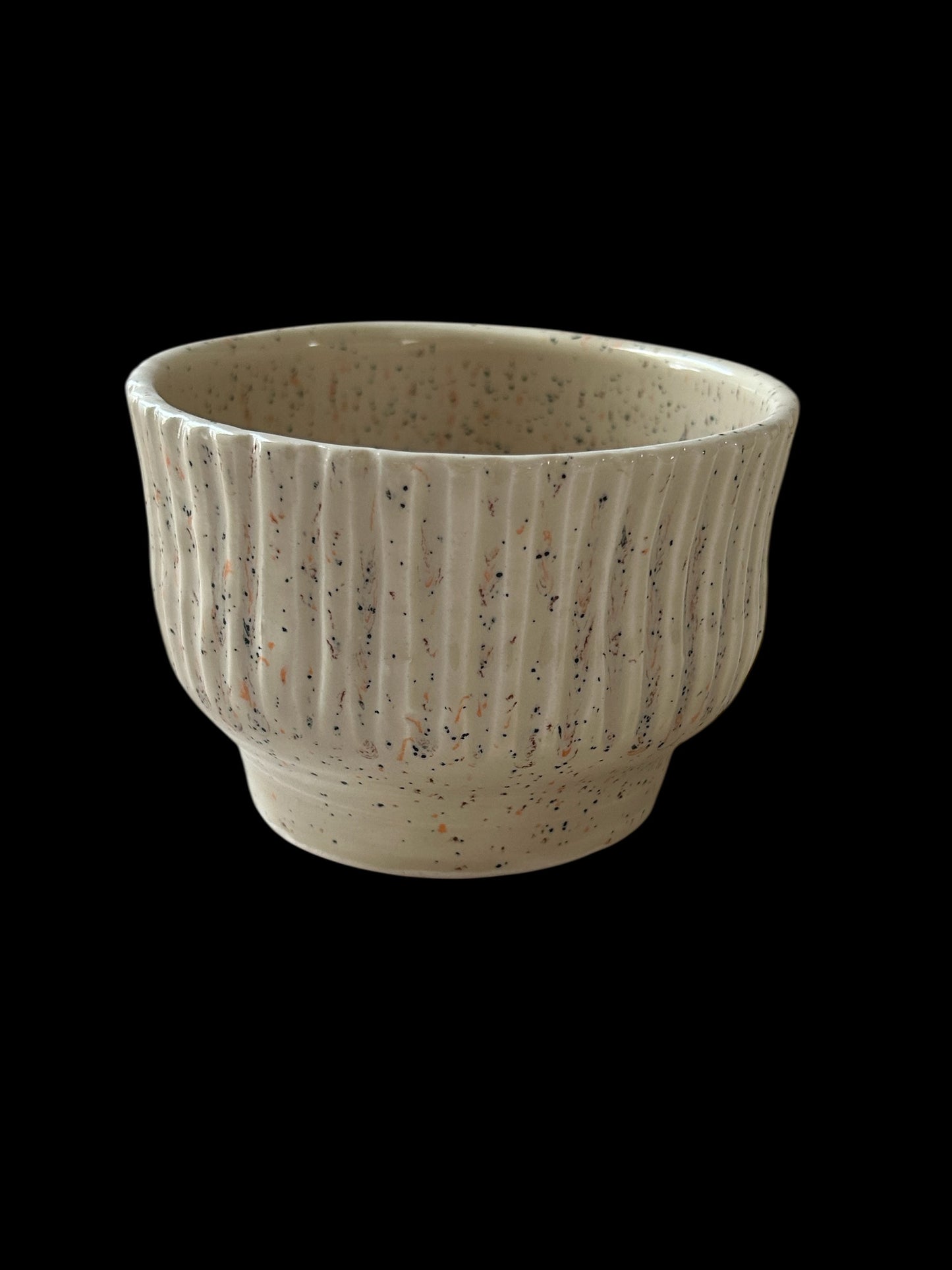 Small Fluted Candy Dish #5 with Multicolor Speckled Beige Glaze