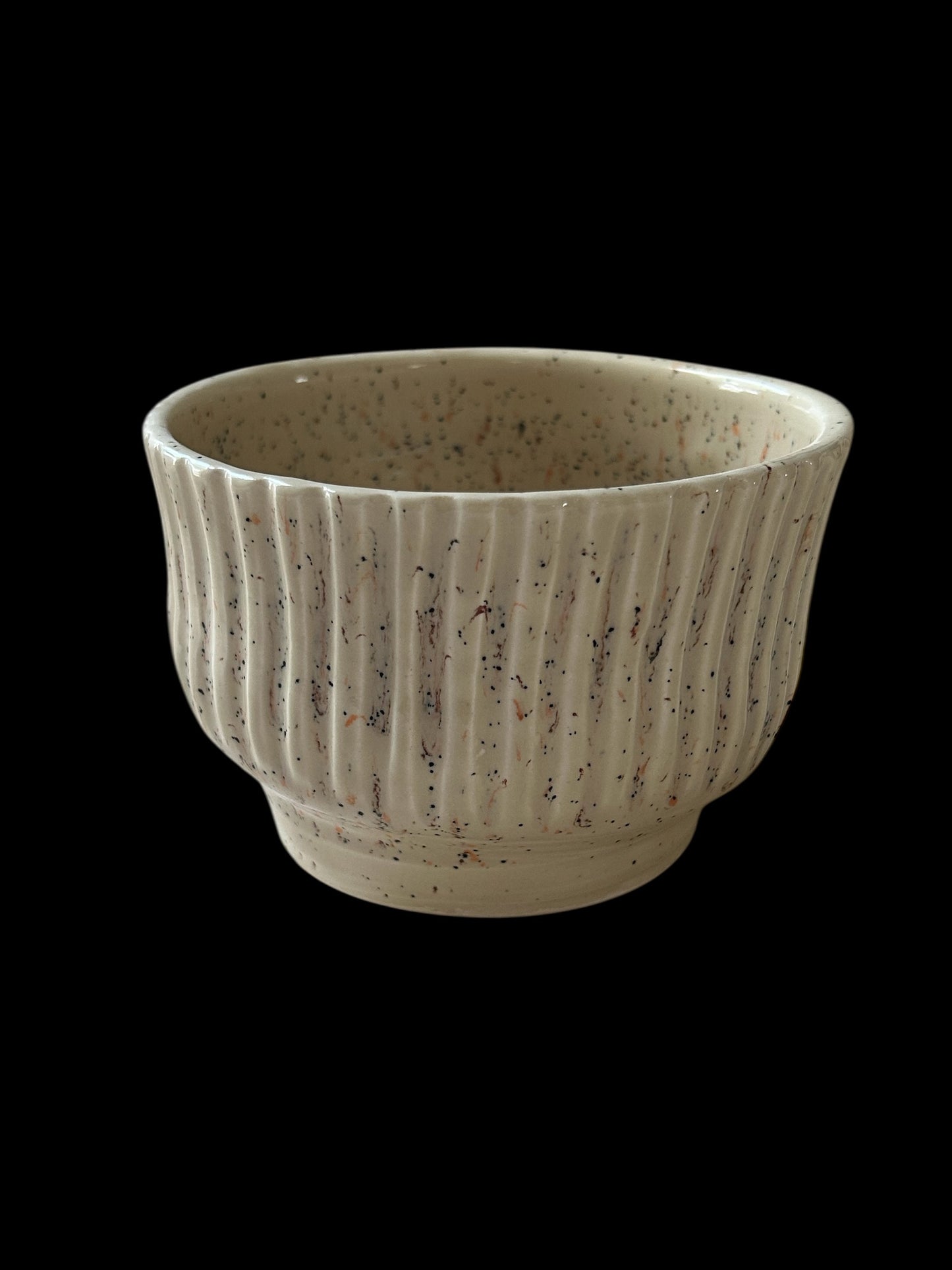 Small Fluted Candy Dish #5 with Multicolor Speckled Beige Glaze