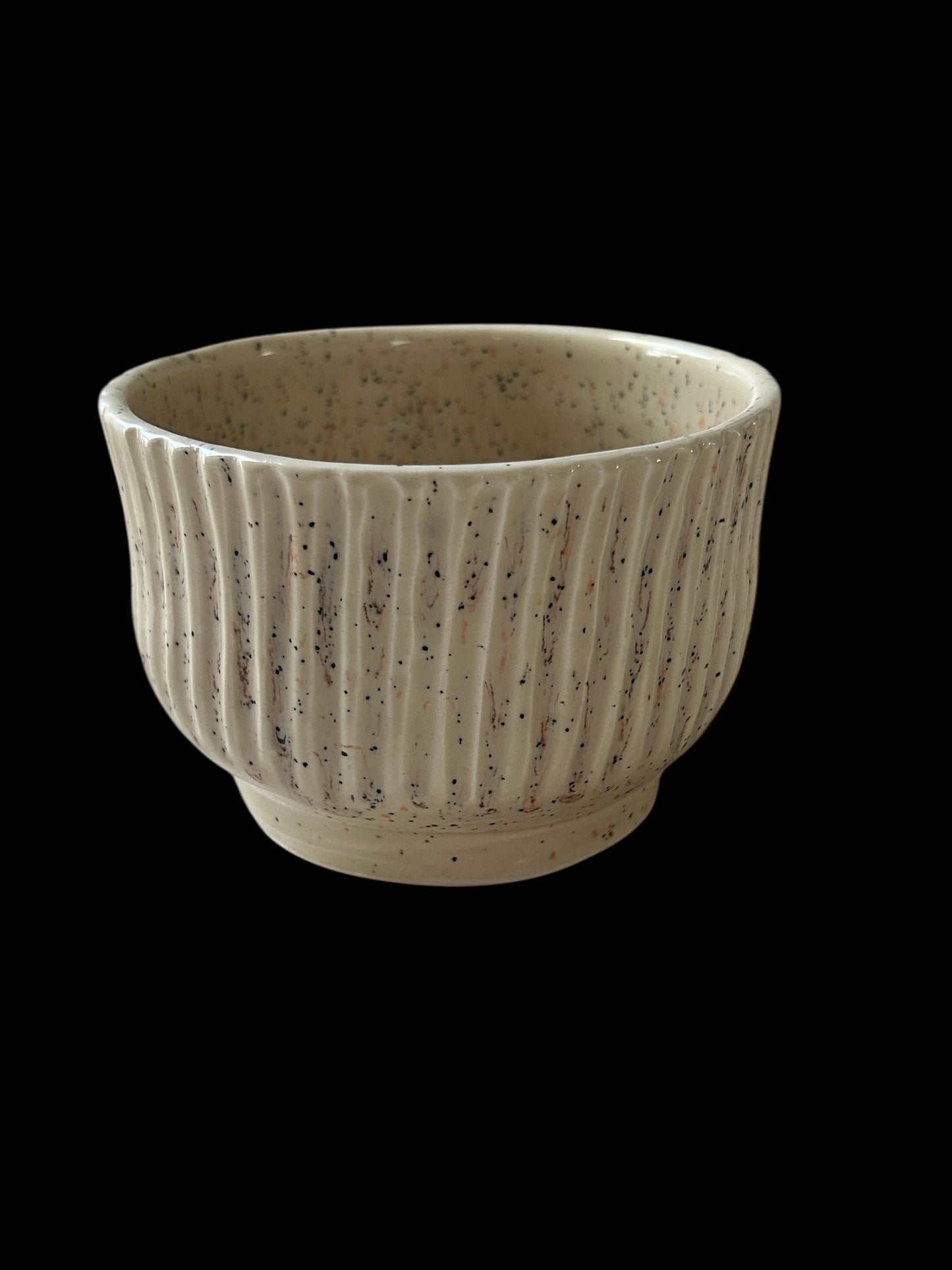Small Fluted Candy Dish #5 with Multicolor Speckled Beige Glaze