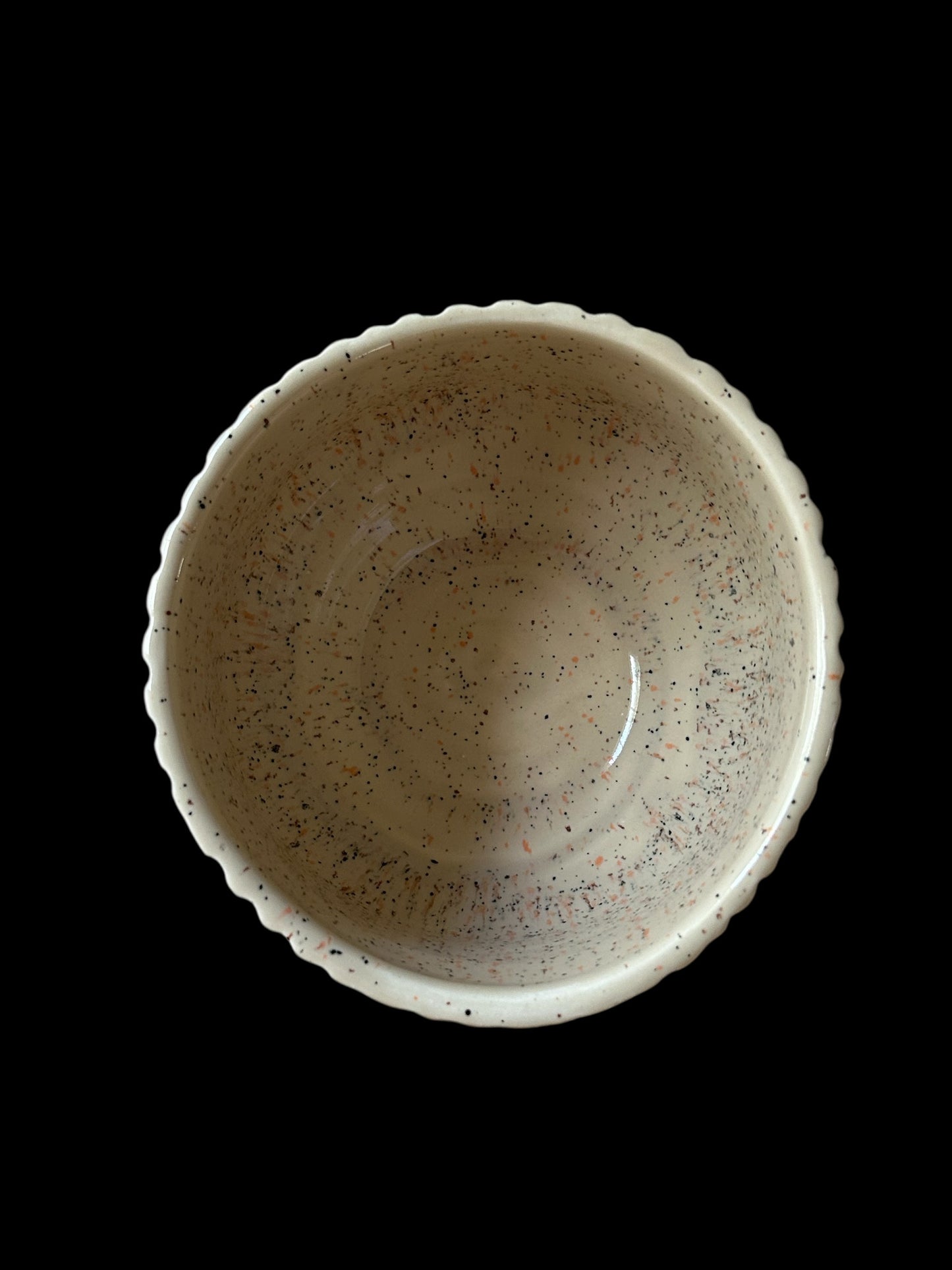 Small Fluted Candy Dish #5 with Multicolor Speckled Beige Glaze