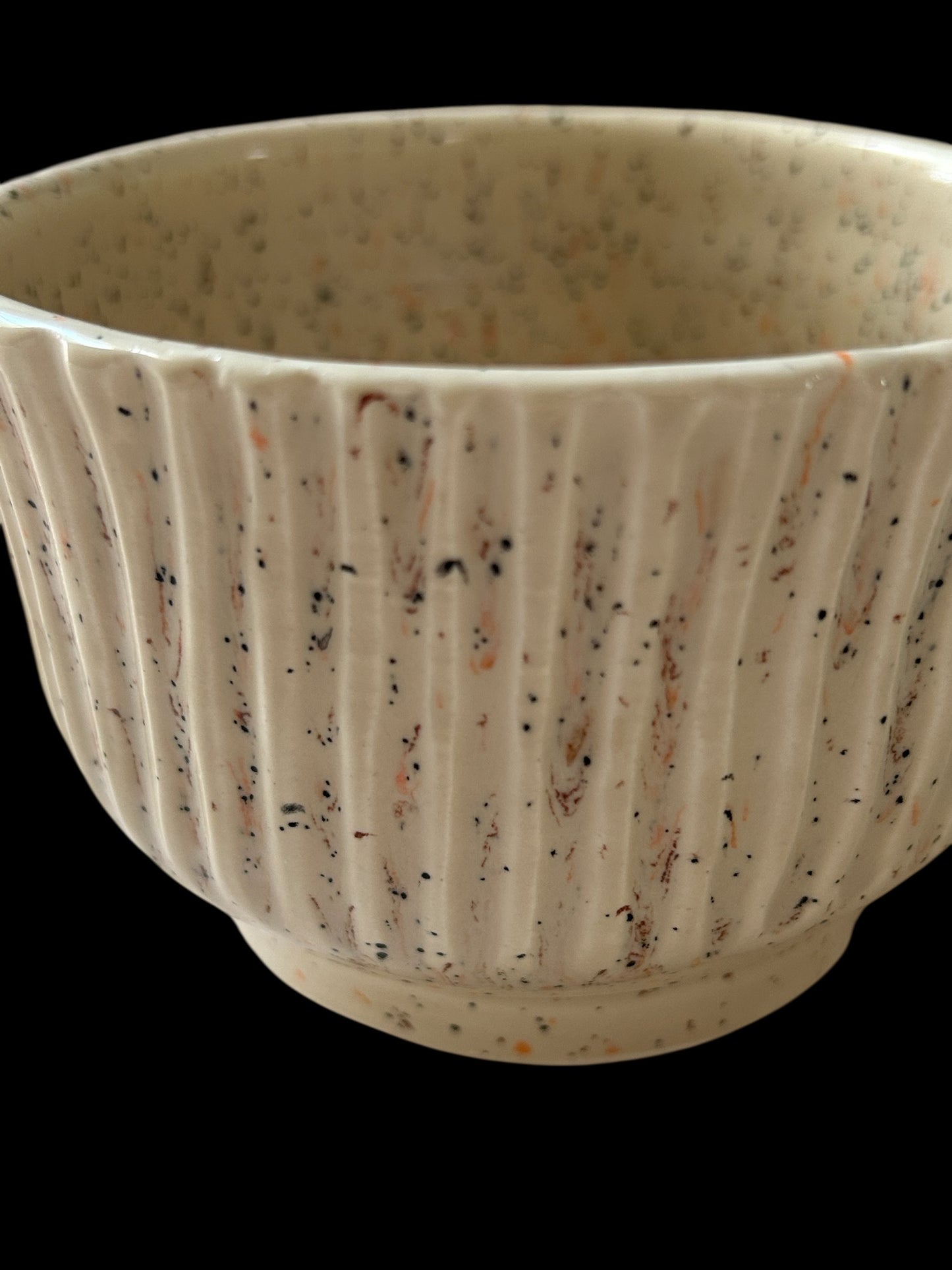 Small Fluted Candy Dish #5 with Multicolor Speckled Beige Glaze