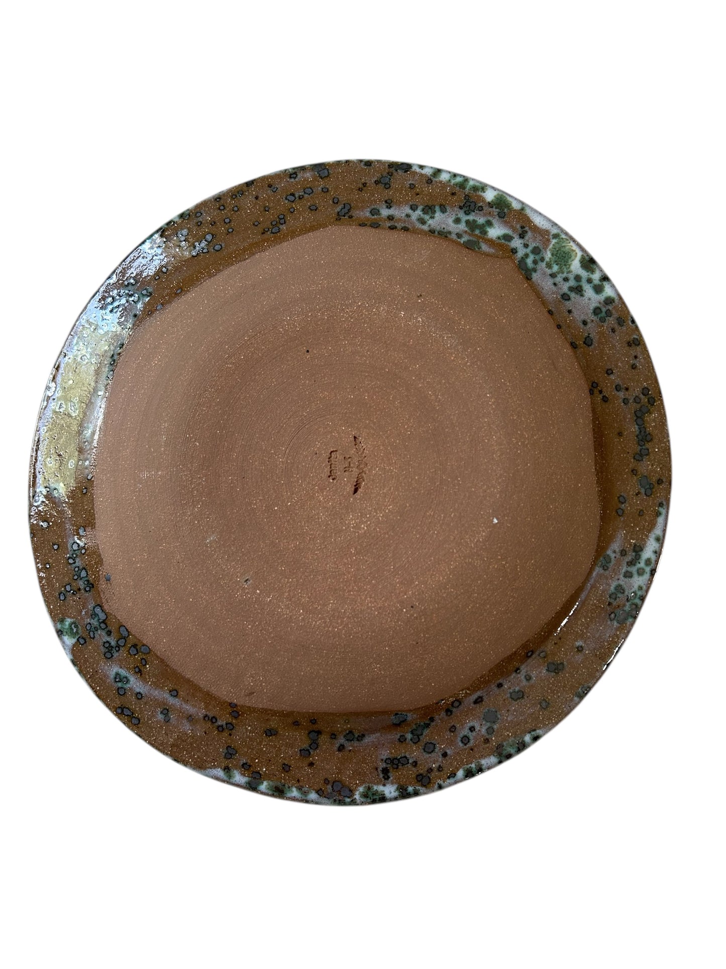 Green Jasper Dinner Plate #18 on Dark Stoneware Clay