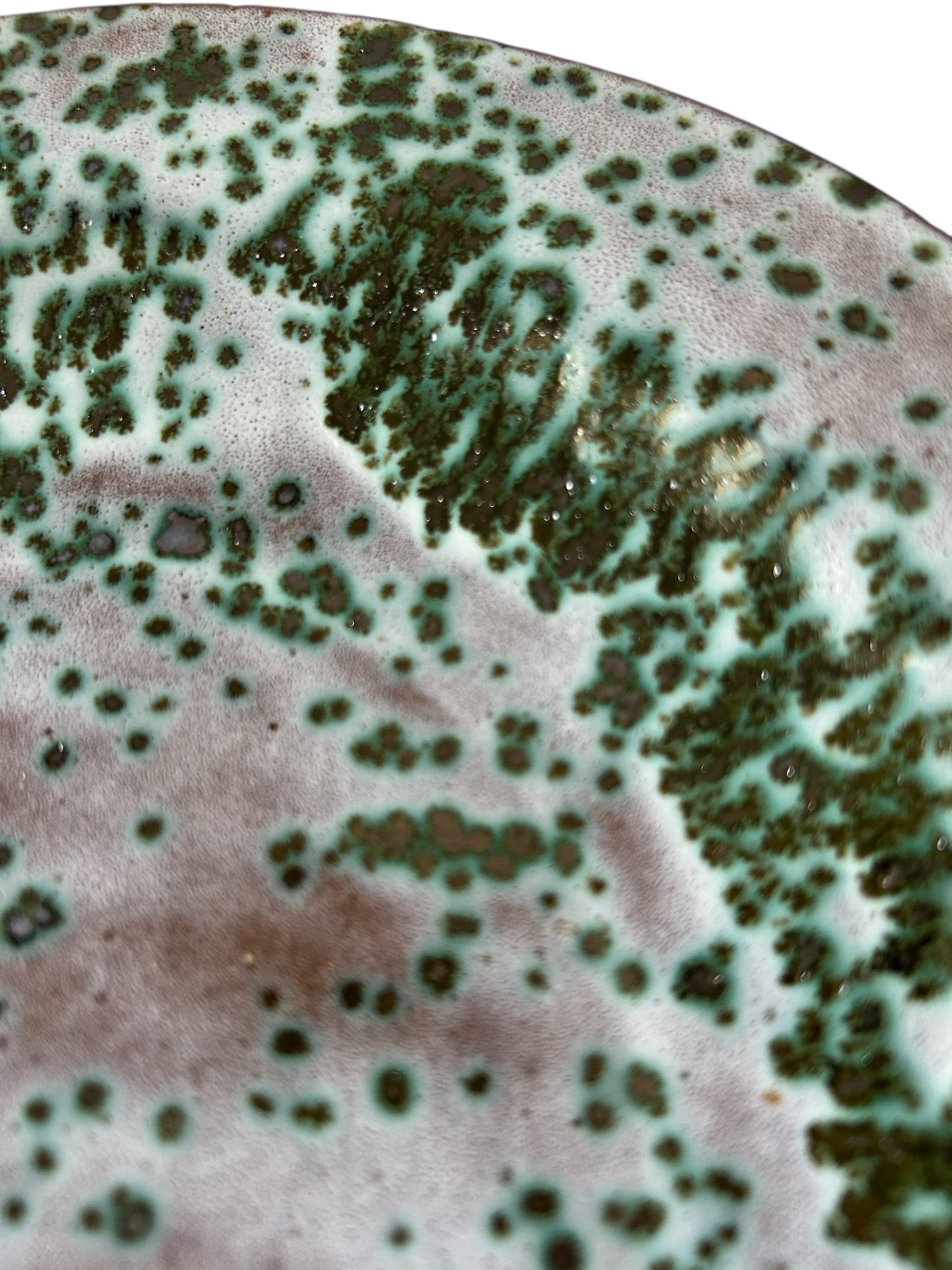 Green Jasper Dinner Plate #18 on Dark Stoneware Clay