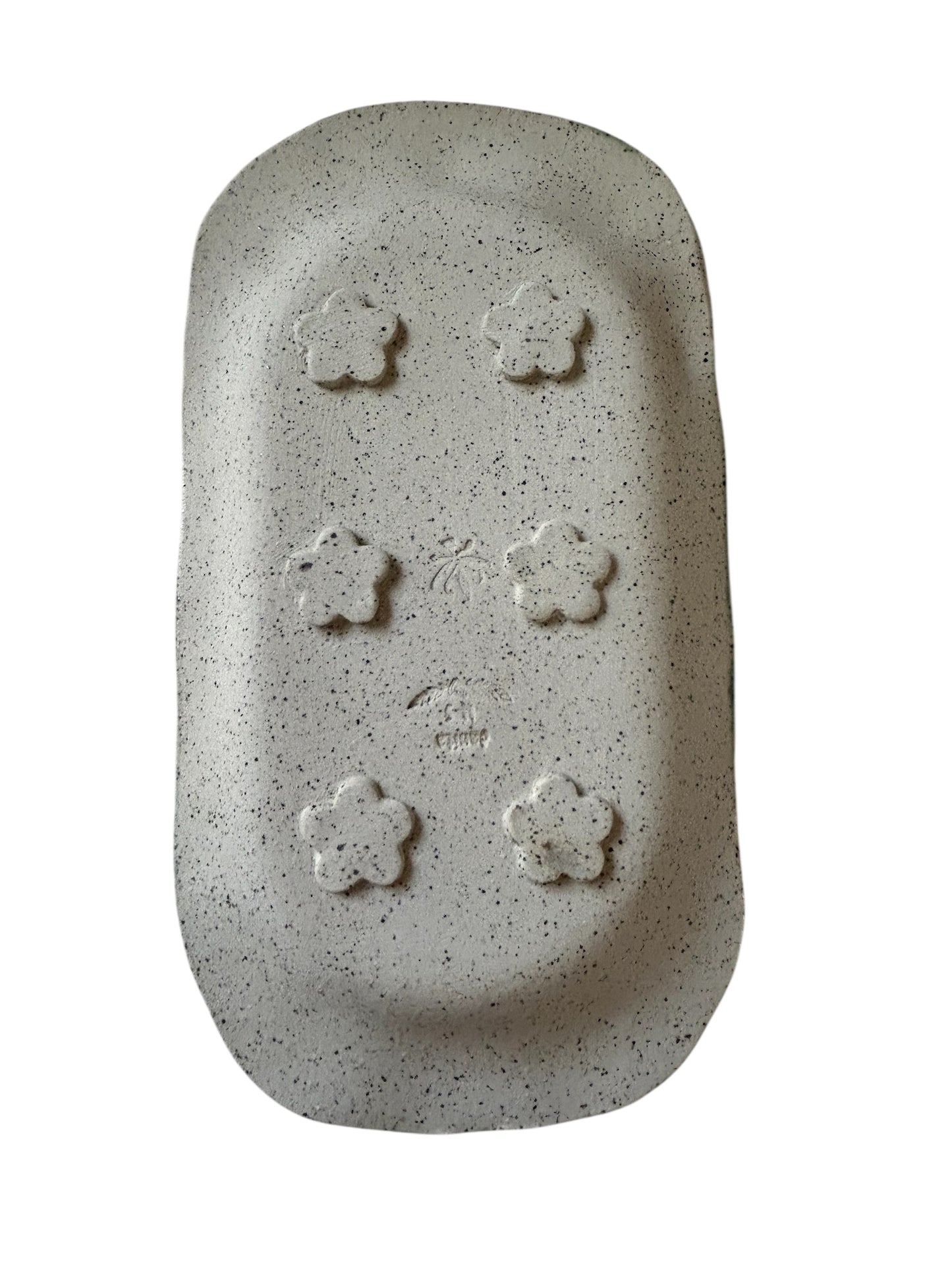 Medium Textured Treat Tray #20 with Impressed Leaves Designs in Jade Green