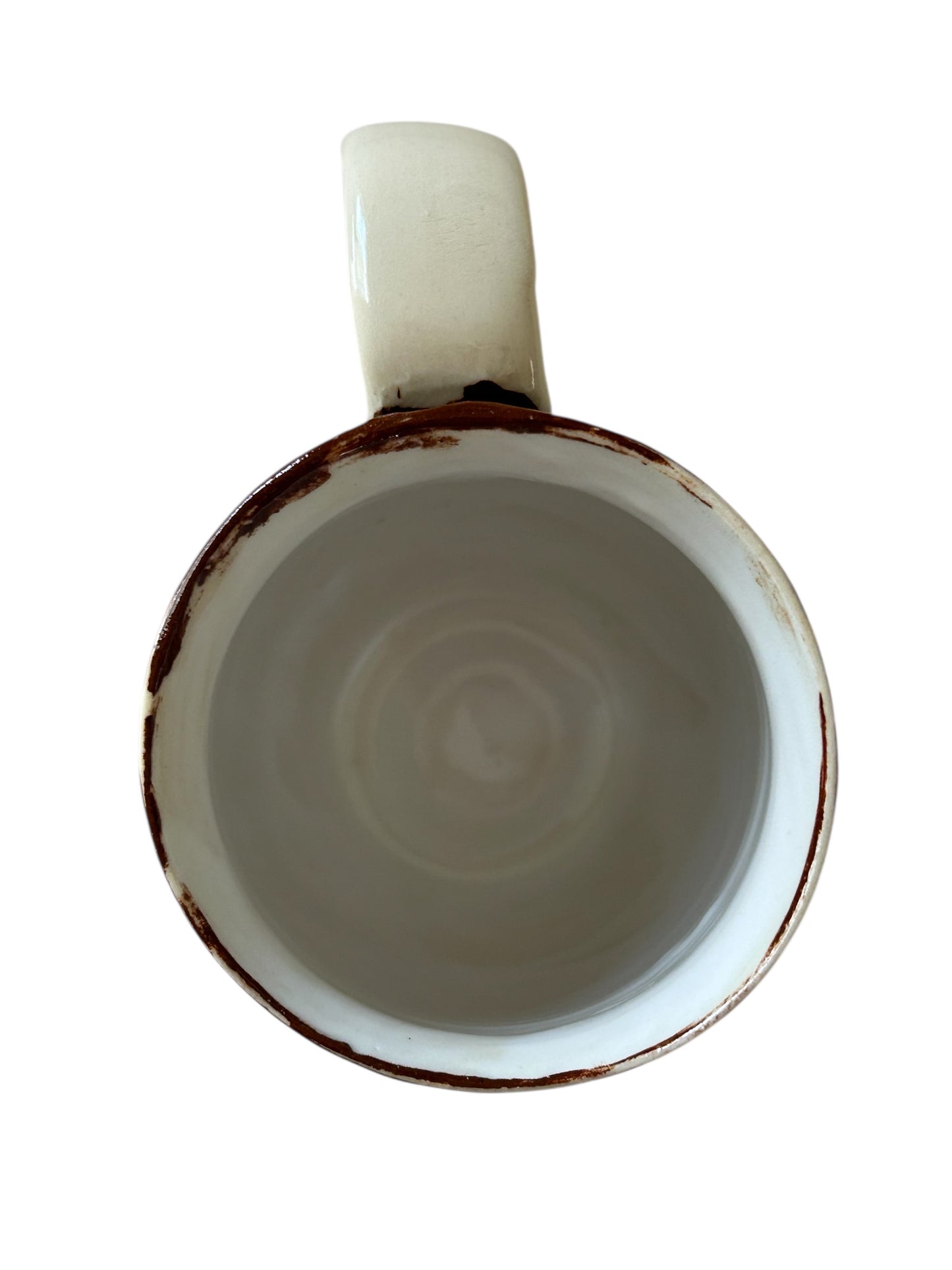 Sgriffito Mug #34 with Carved Art Deco Designs in Brown and Cream