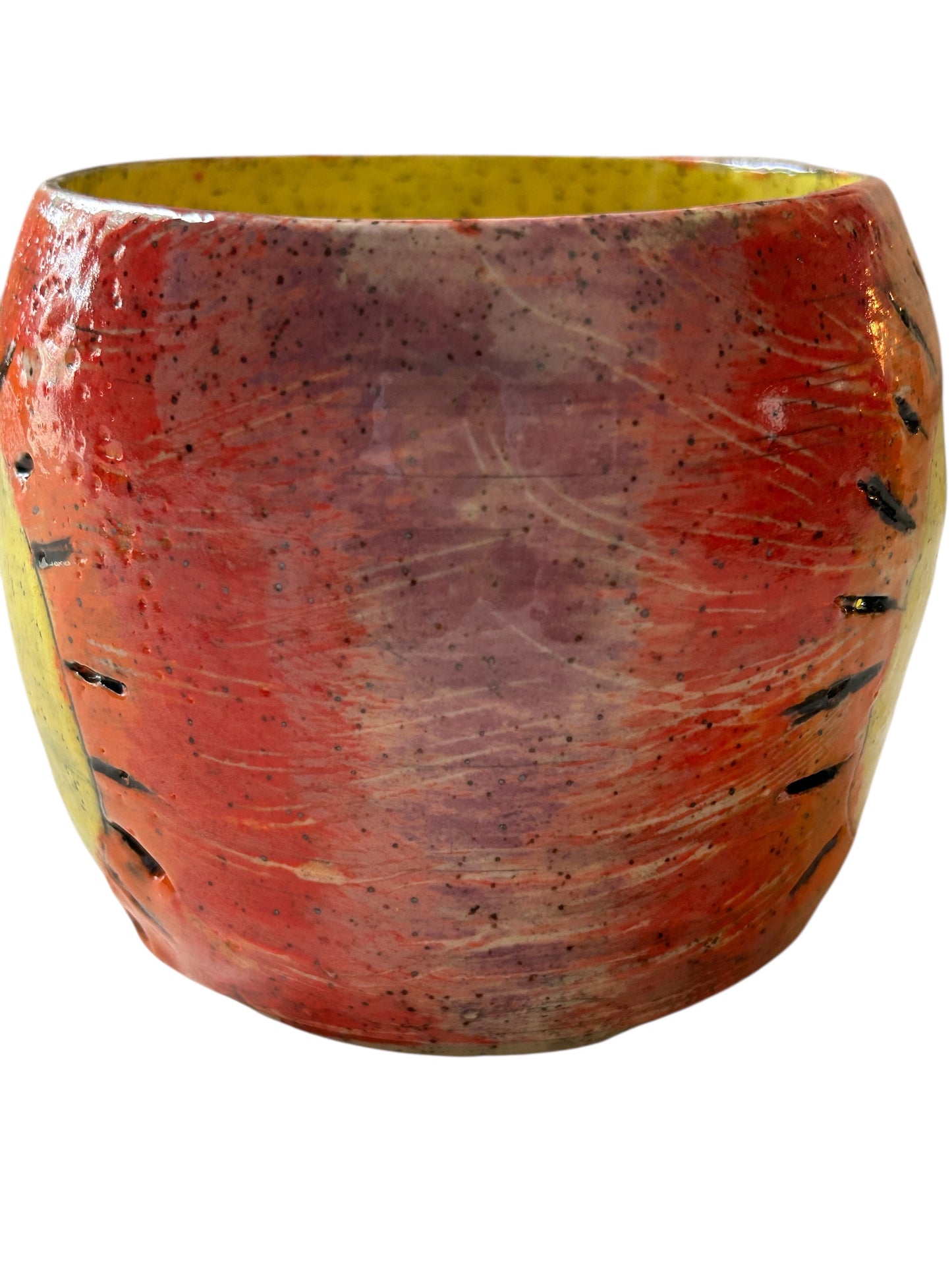 Luminary Candle Holder #1 with Carved Retro Smiley Face and Peace Symbol in Rainbow