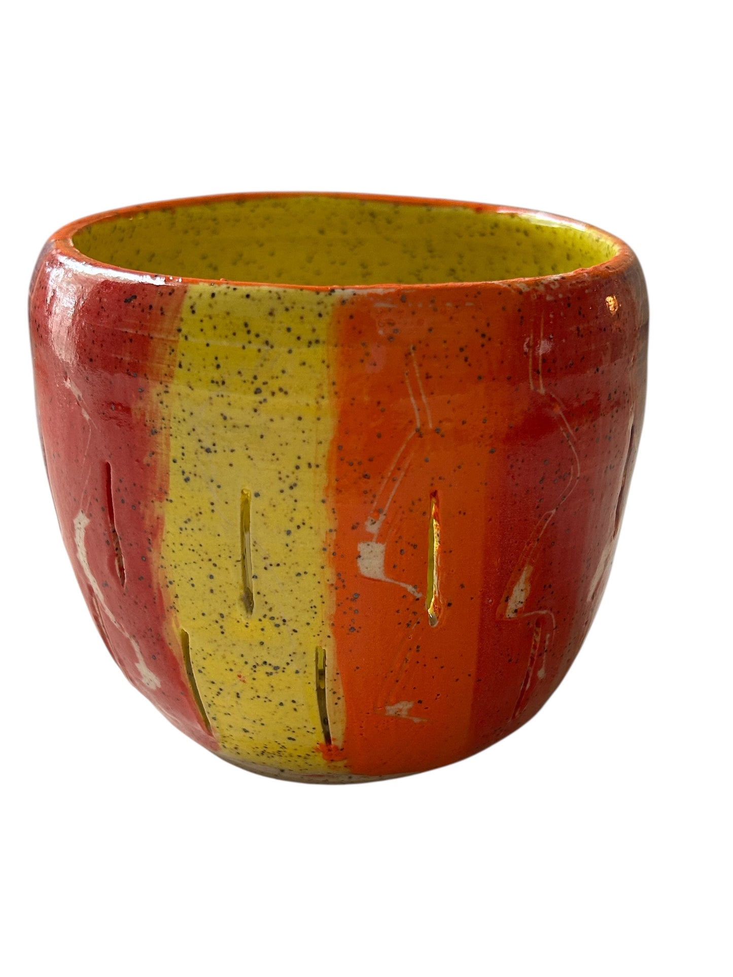 Luminary Candle Holder #2 with Carved Lines in Rainbow