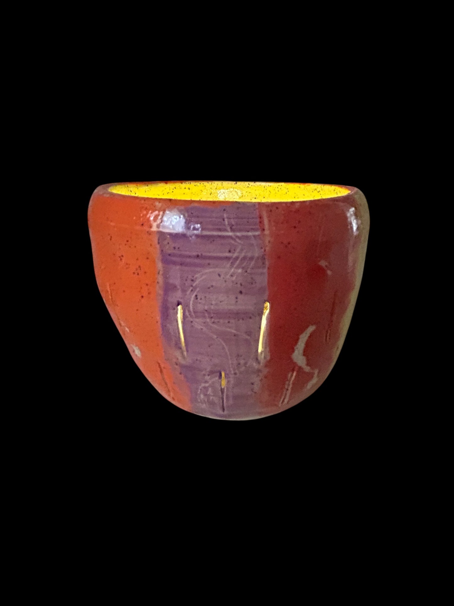 Luminary Candle Holder #2 with Carved Lines in Rainbow