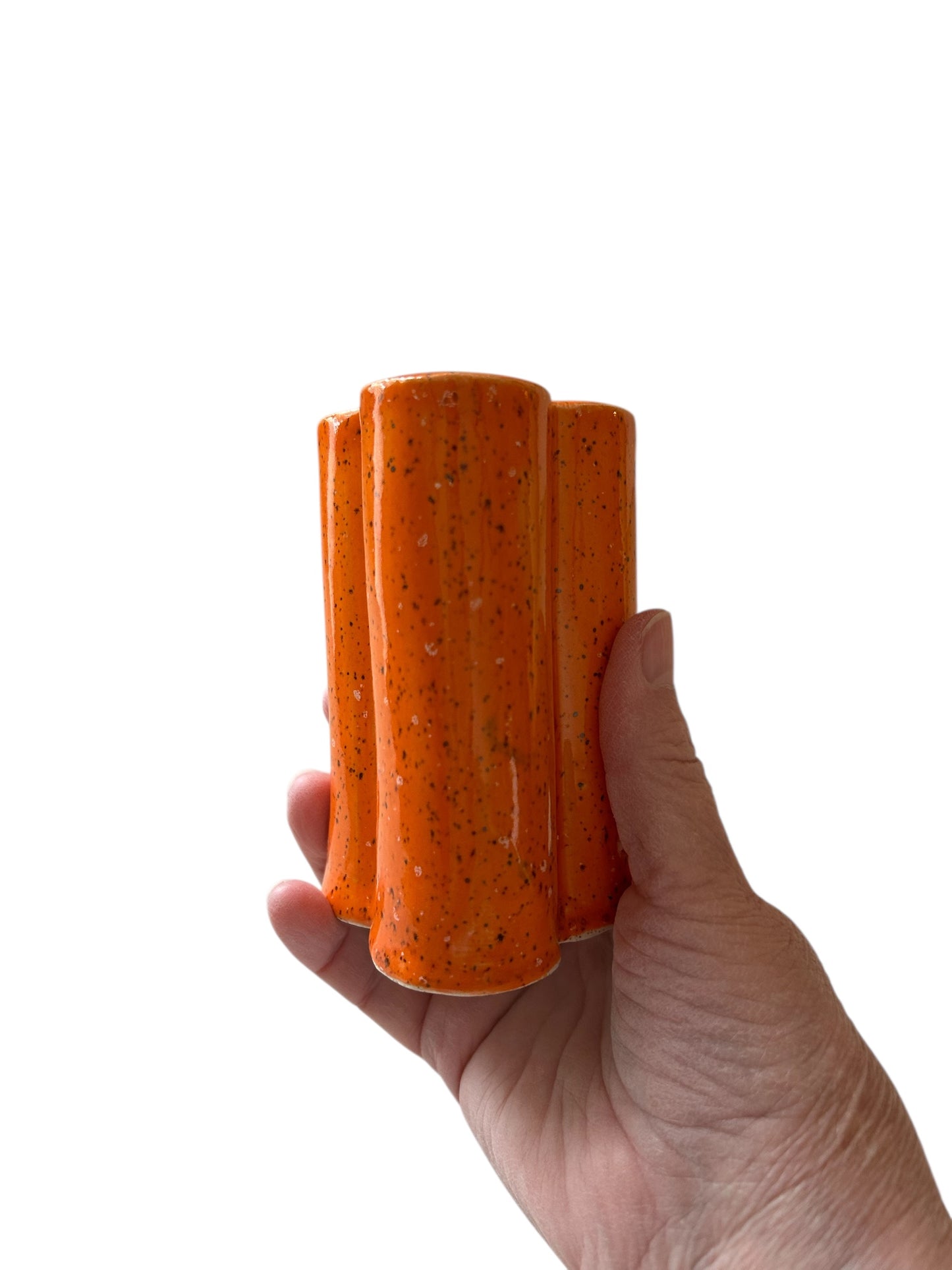 Extruded Three-Section Utensil Holder #1 in Speckled Orange
