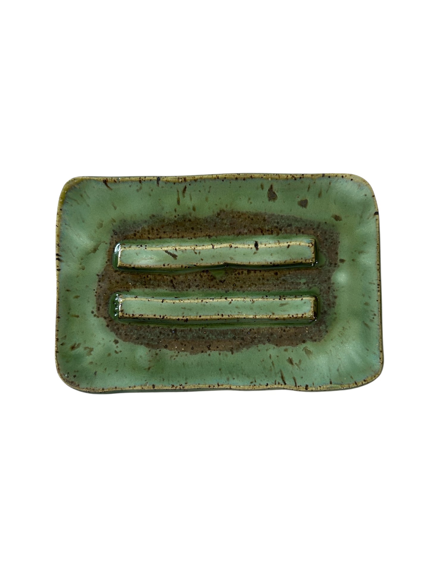 Pedestal-Style Handbuilt Slab Soap Dish #48 in Aspen Green