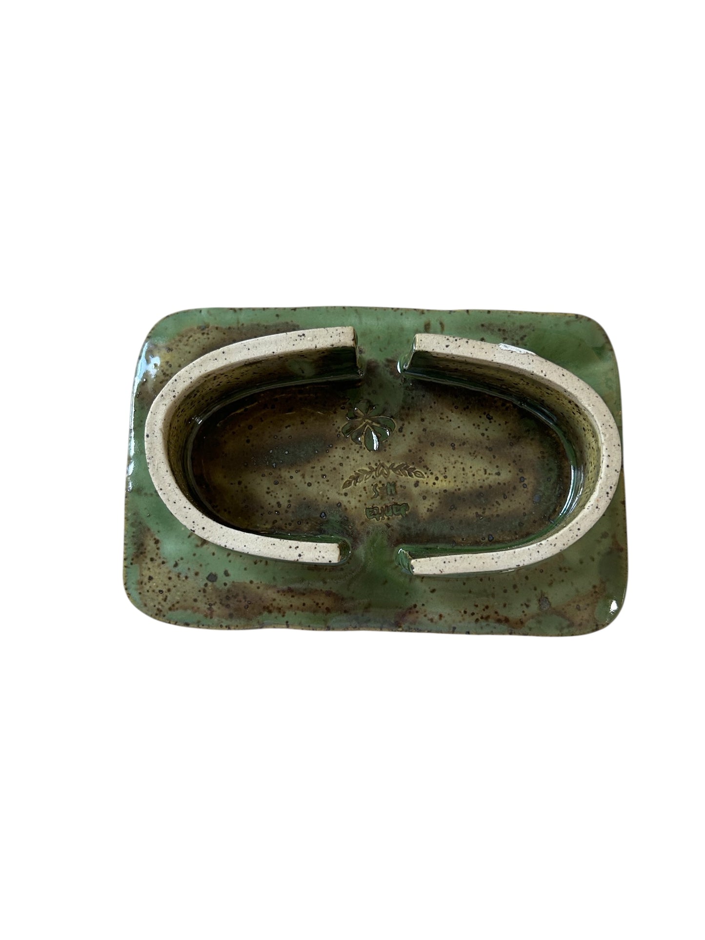 Pedestal-Style Handbuilt Slab Soap Dish #48 in Aspen Green