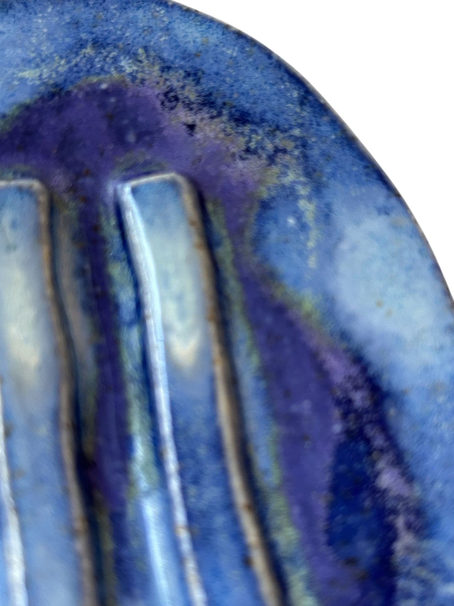 Pedestal-Style Handbuilt Slab Pottery Soap Dish #49 in Aspen Blue