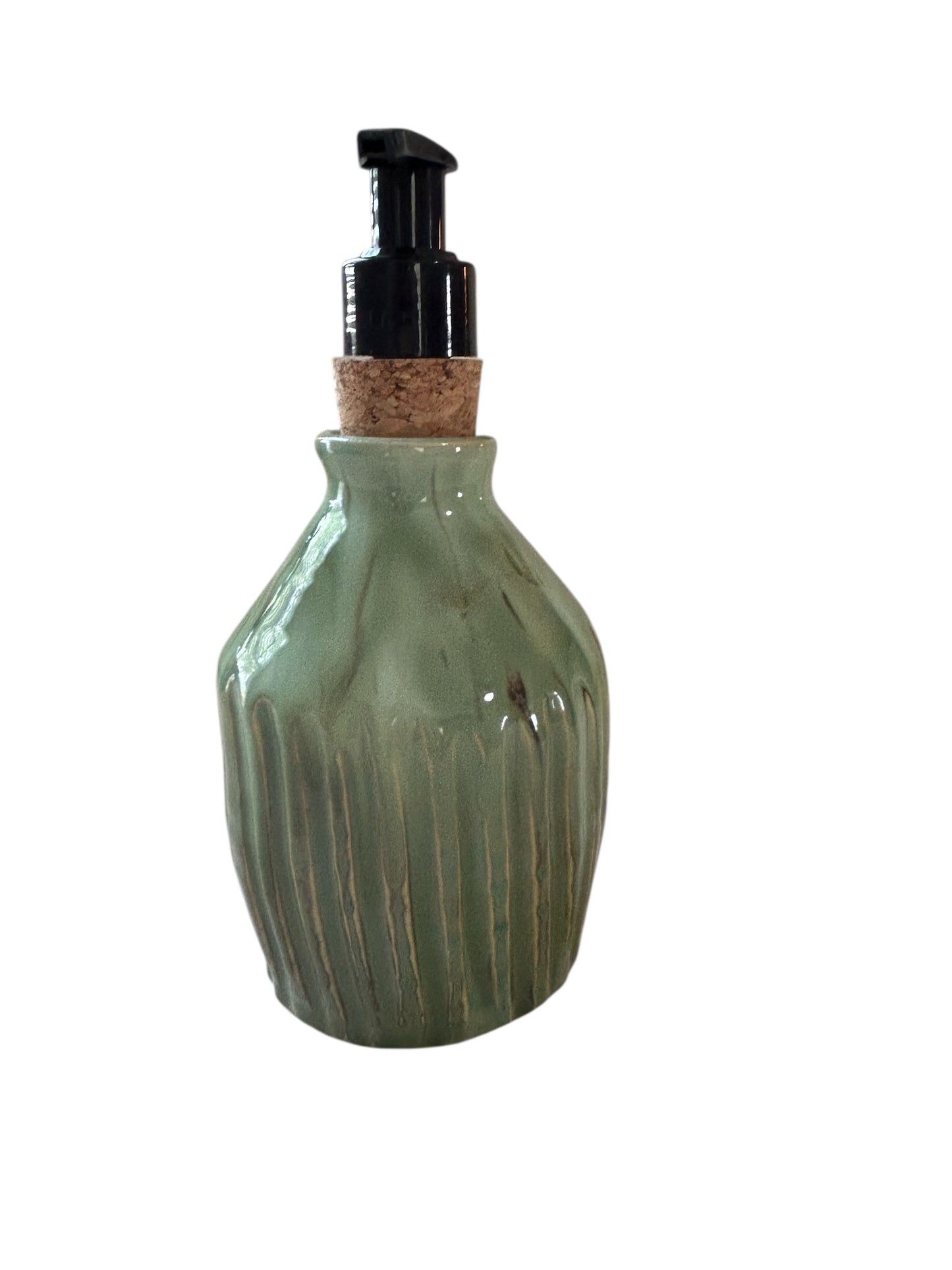 Medium Liquid Soap Dispenser #1 with Natural Cork Pump in Aspen Green