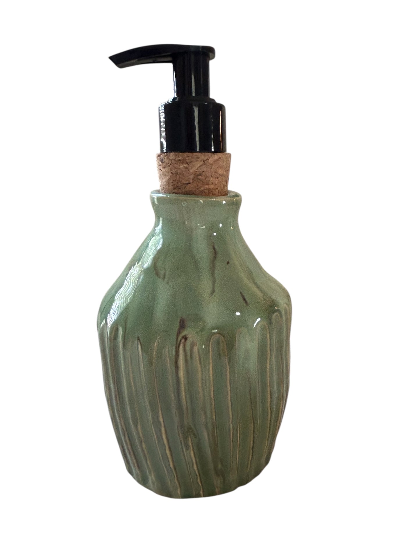 Medium Liquid Soap Dispenser #1 with Natural Cork Pump in Aspen Green