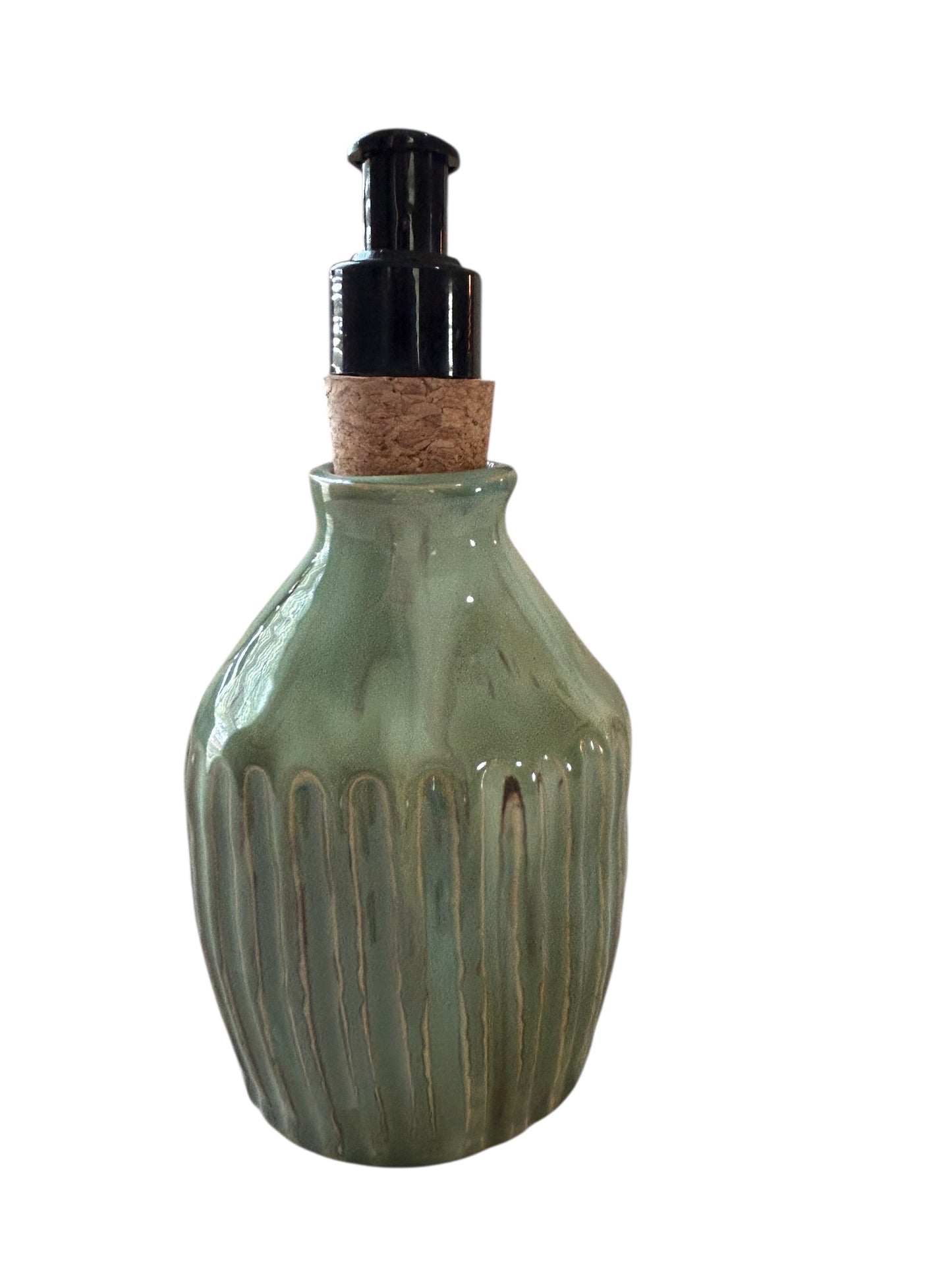 Medium Liquid Soap Dispenser #1 with Natural Cork Pump in Aspen Green