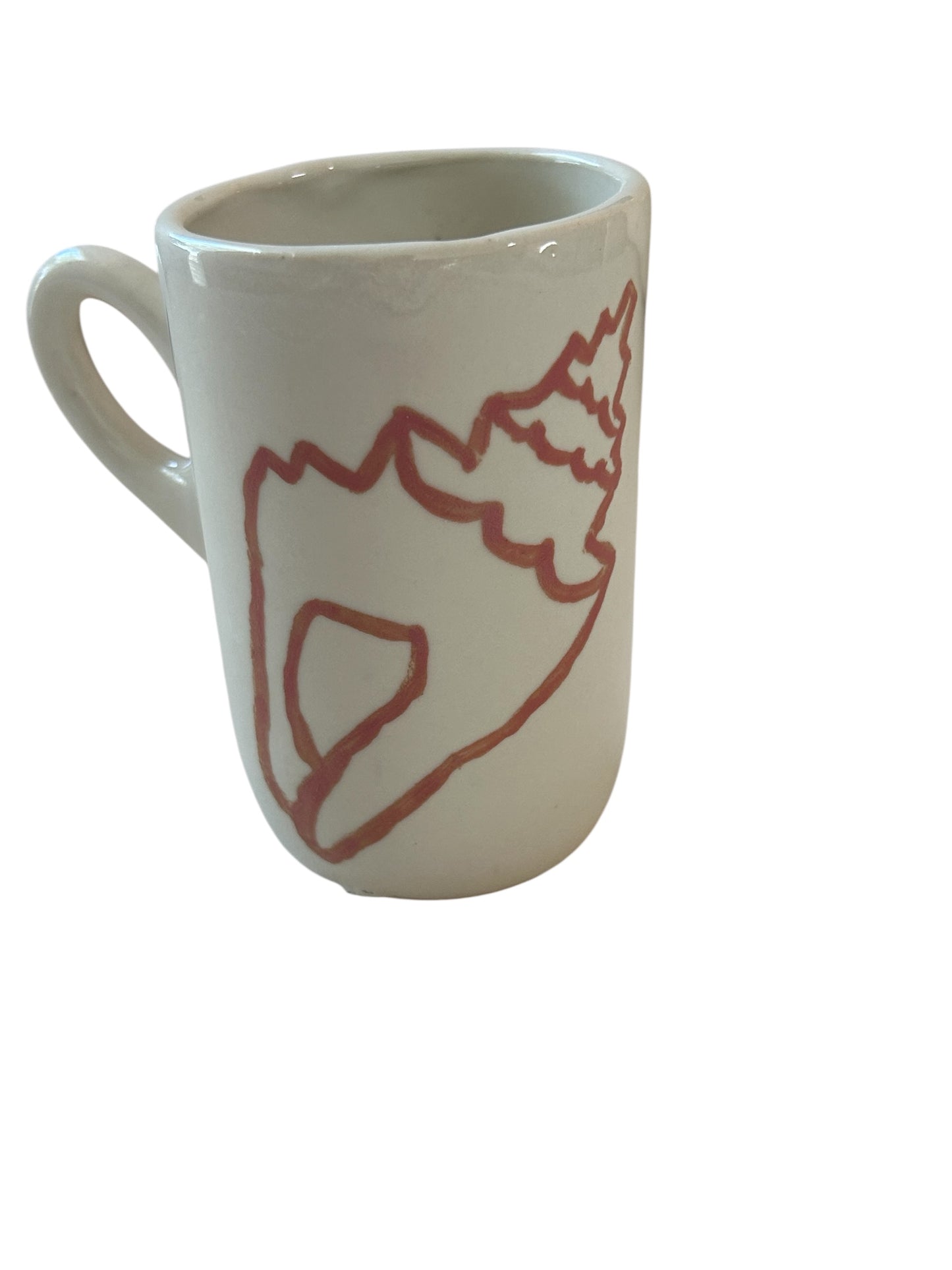 Slip Cast Minimalism Espresso Mug #1 with Crane and Seashell