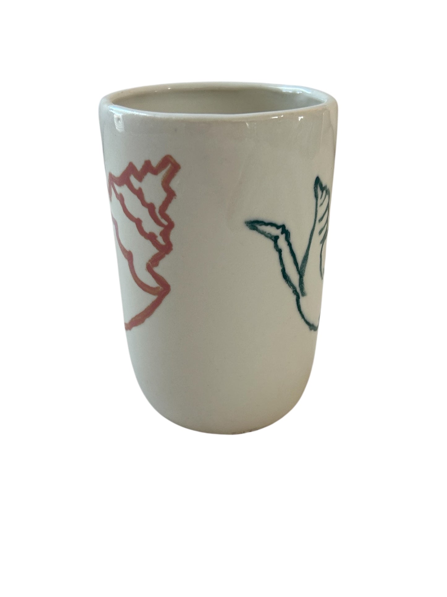 Slip Cast Minimalism Espresso Mug #1 with Crane and Seashell