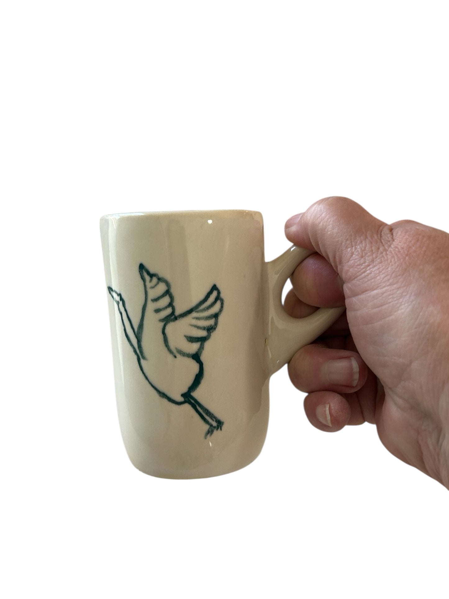 Slip Cast Minimalism Espresso Mug #1 with Crane and Seashell