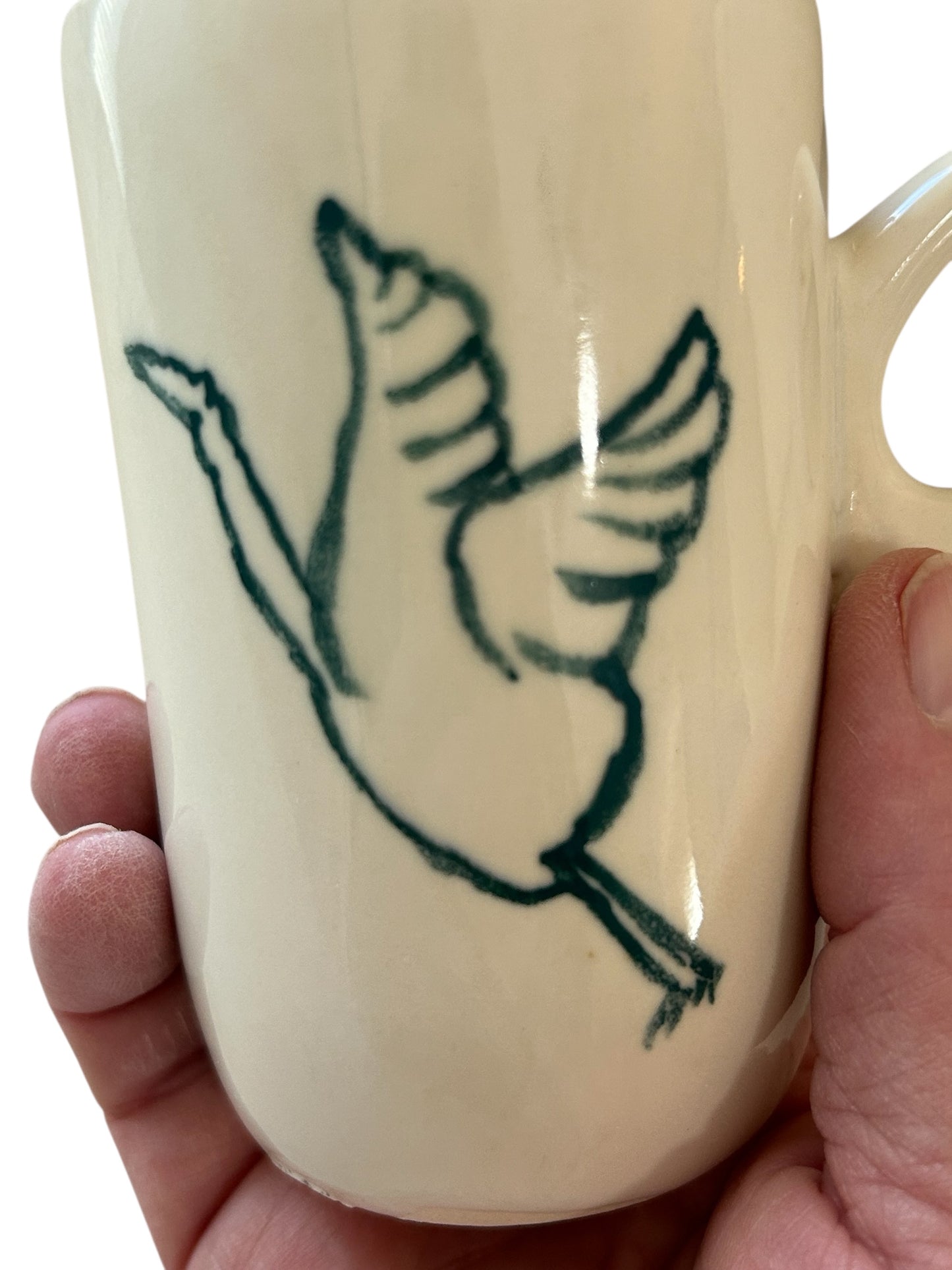 Slip Cast Minimalism Espresso Mug #1 with Crane and Seashell