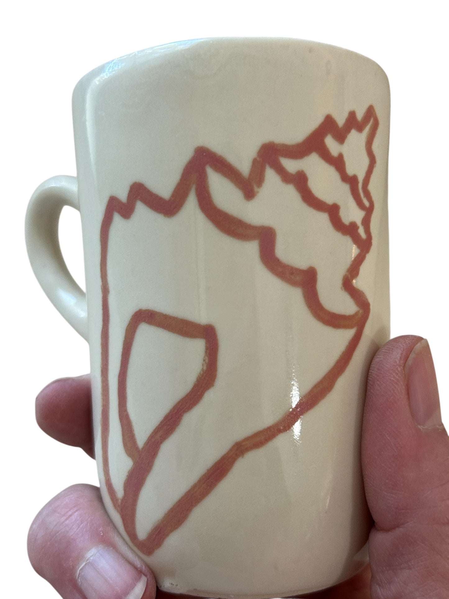 Slip Cast Minimalism Espresso Mug #1 with Crane and Seashell