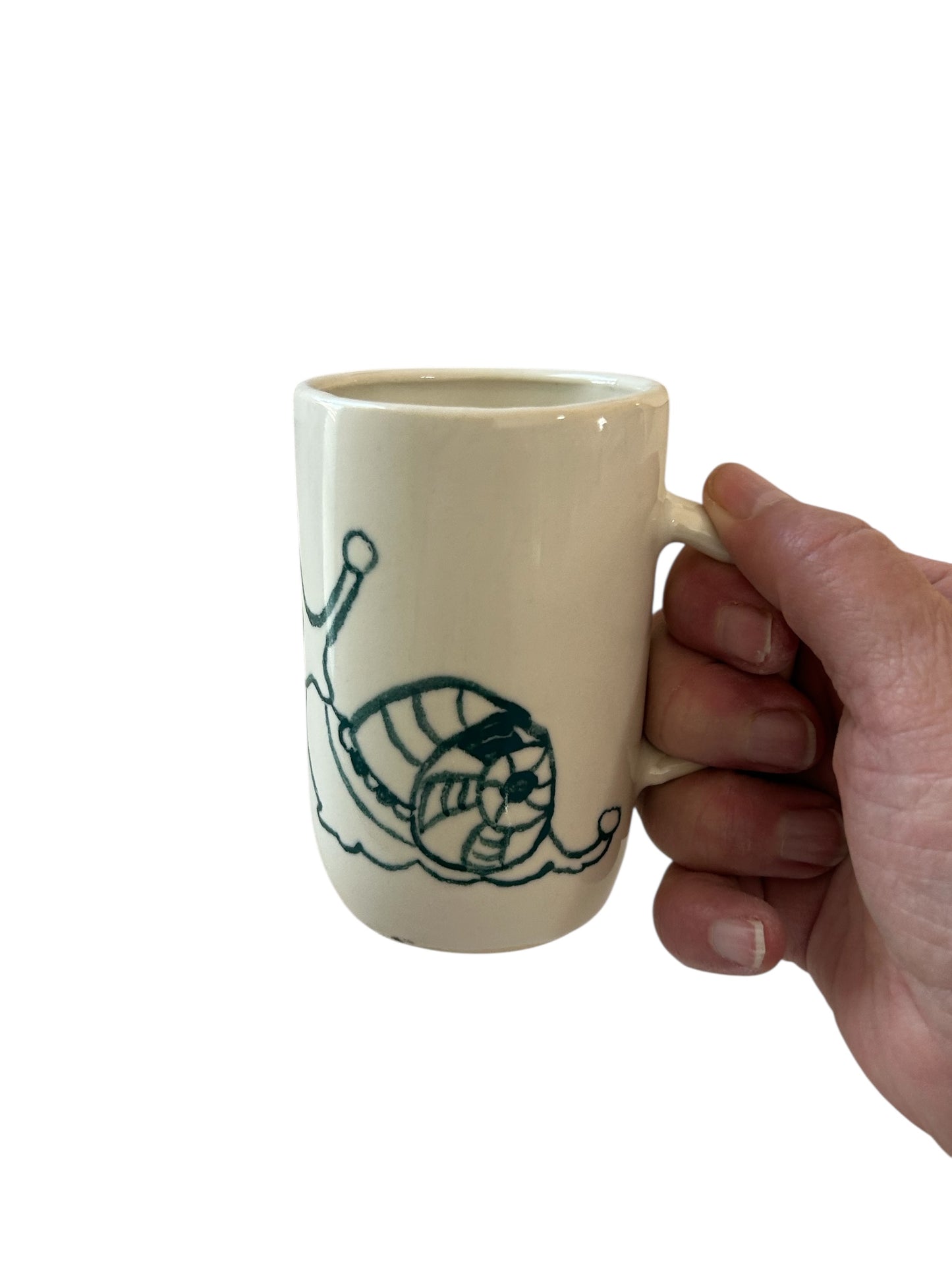 Slip Cast Minimalism Espresso Mug #2 with Snail and Clamshell