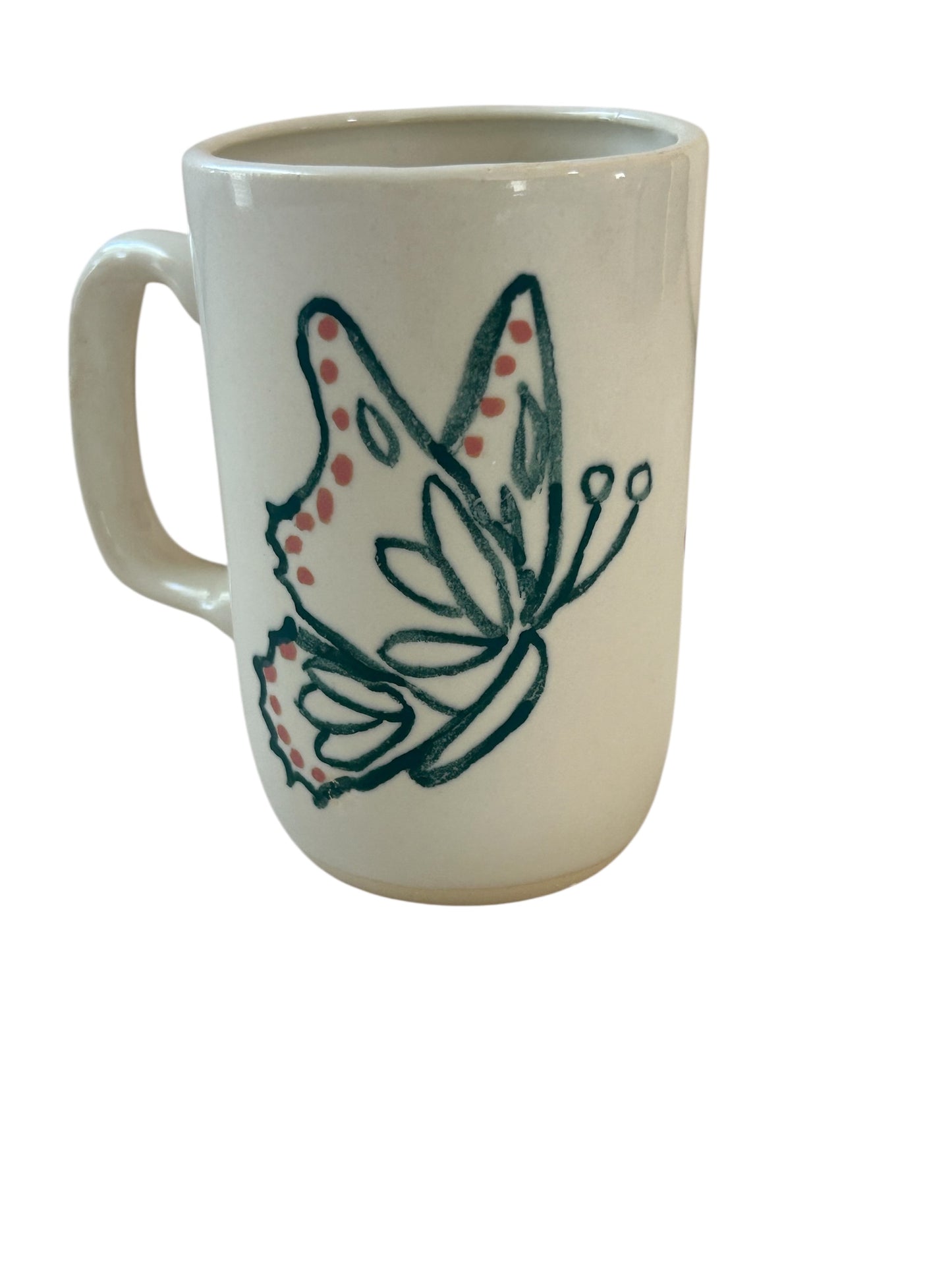 Slip Cast Minimalism Espresso Mug #3 with Flower and Butterfly