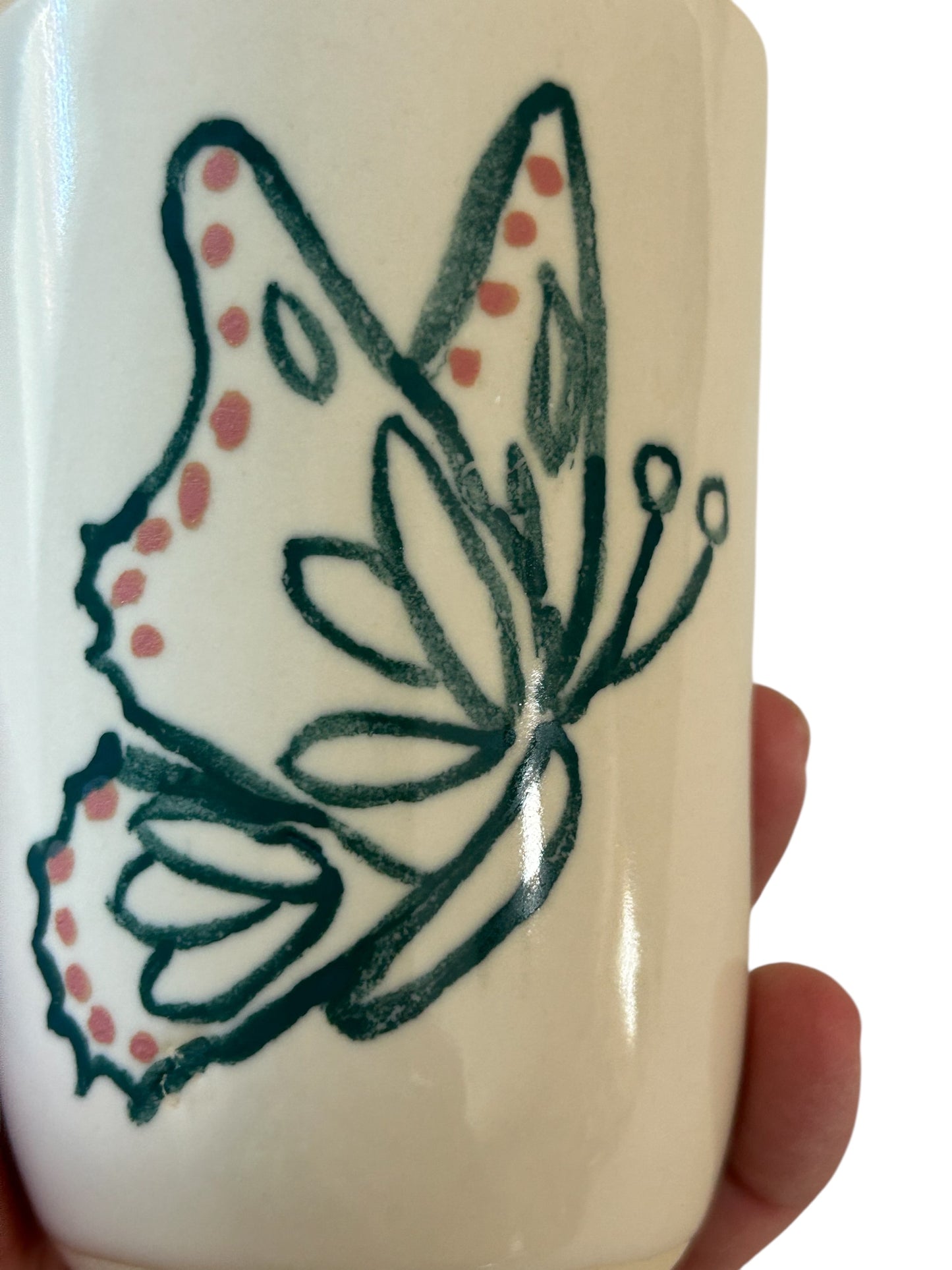 Slip Cast Minimalism Espresso Mug #3 with Flower and Butterfly