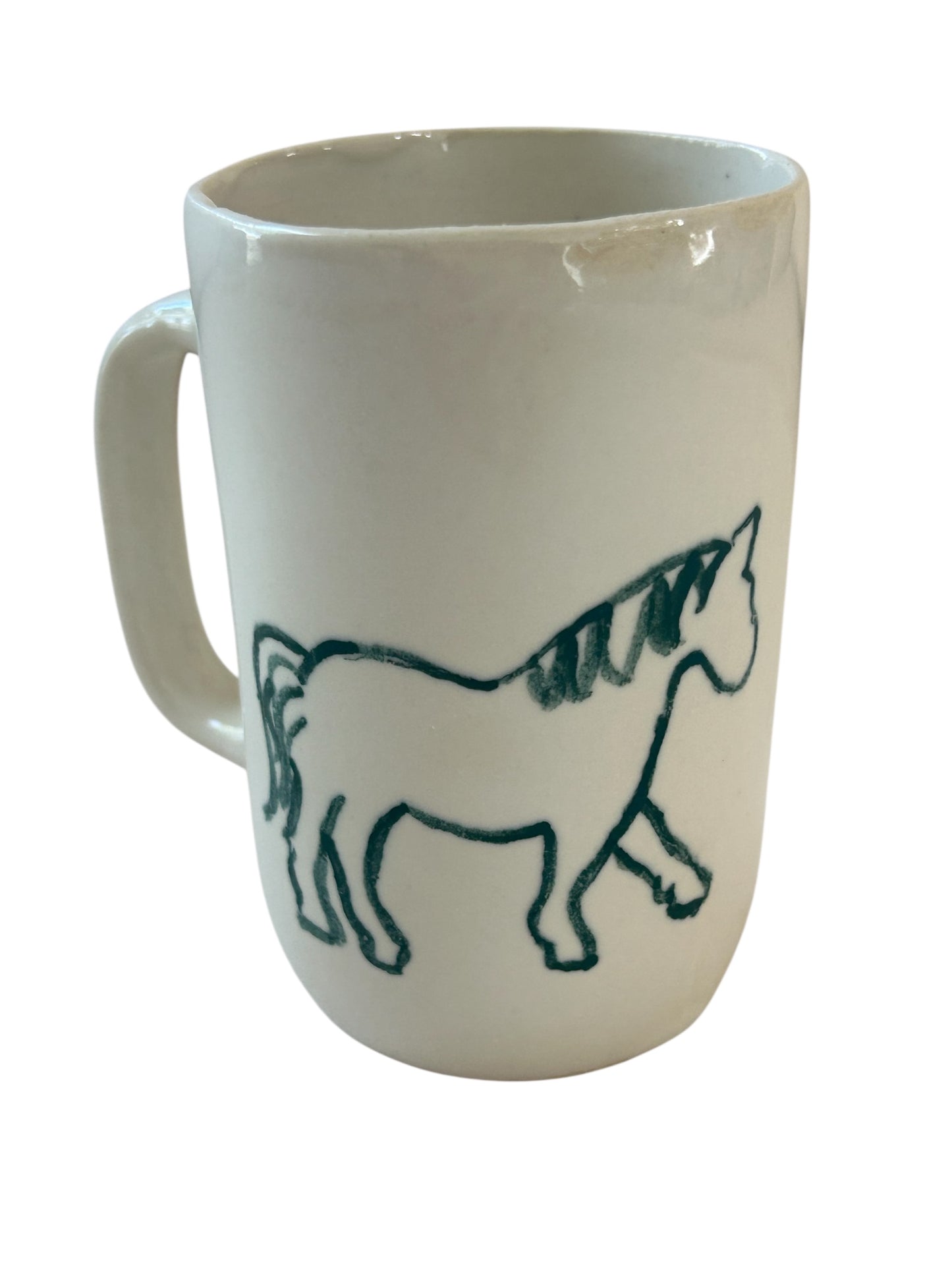 Slip Cast Minimalism Espresso Mug #4 with Handpainted Horses