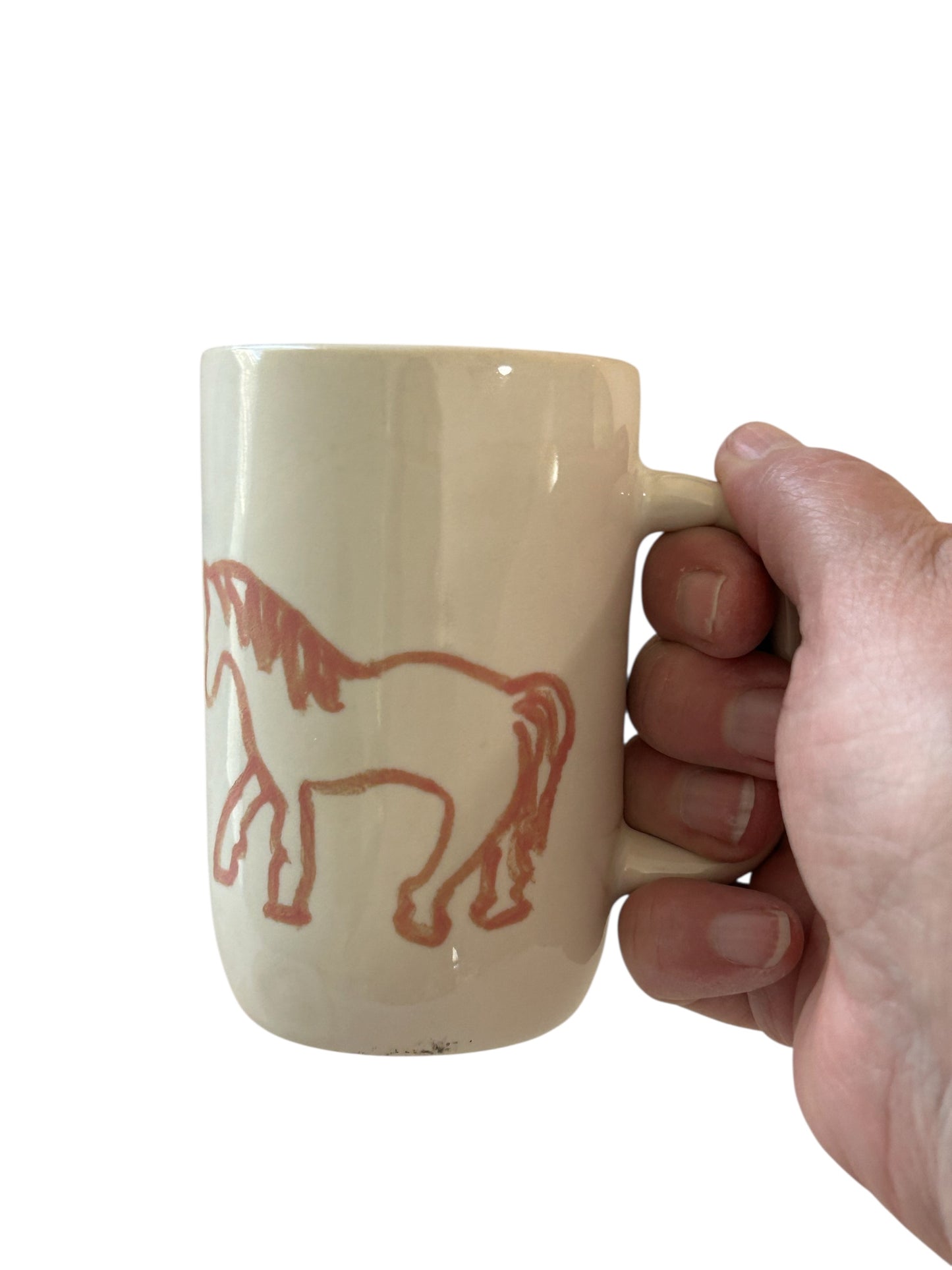 Slip Cast Minimalism Espresso Mug #4 with Handpainted Horses