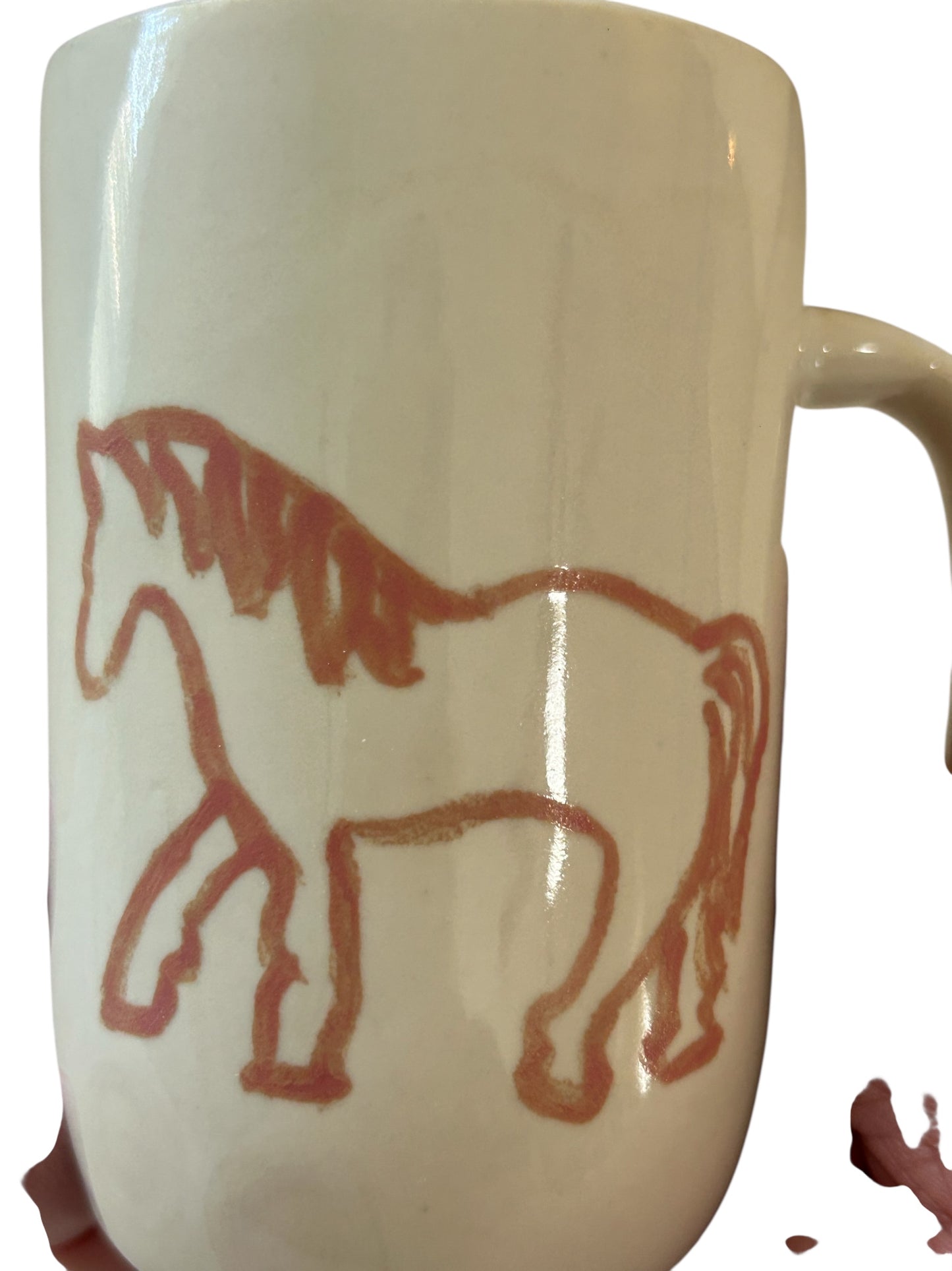 Slip Cast Minimalism Espresso Mug #4 with Handpainted Horses