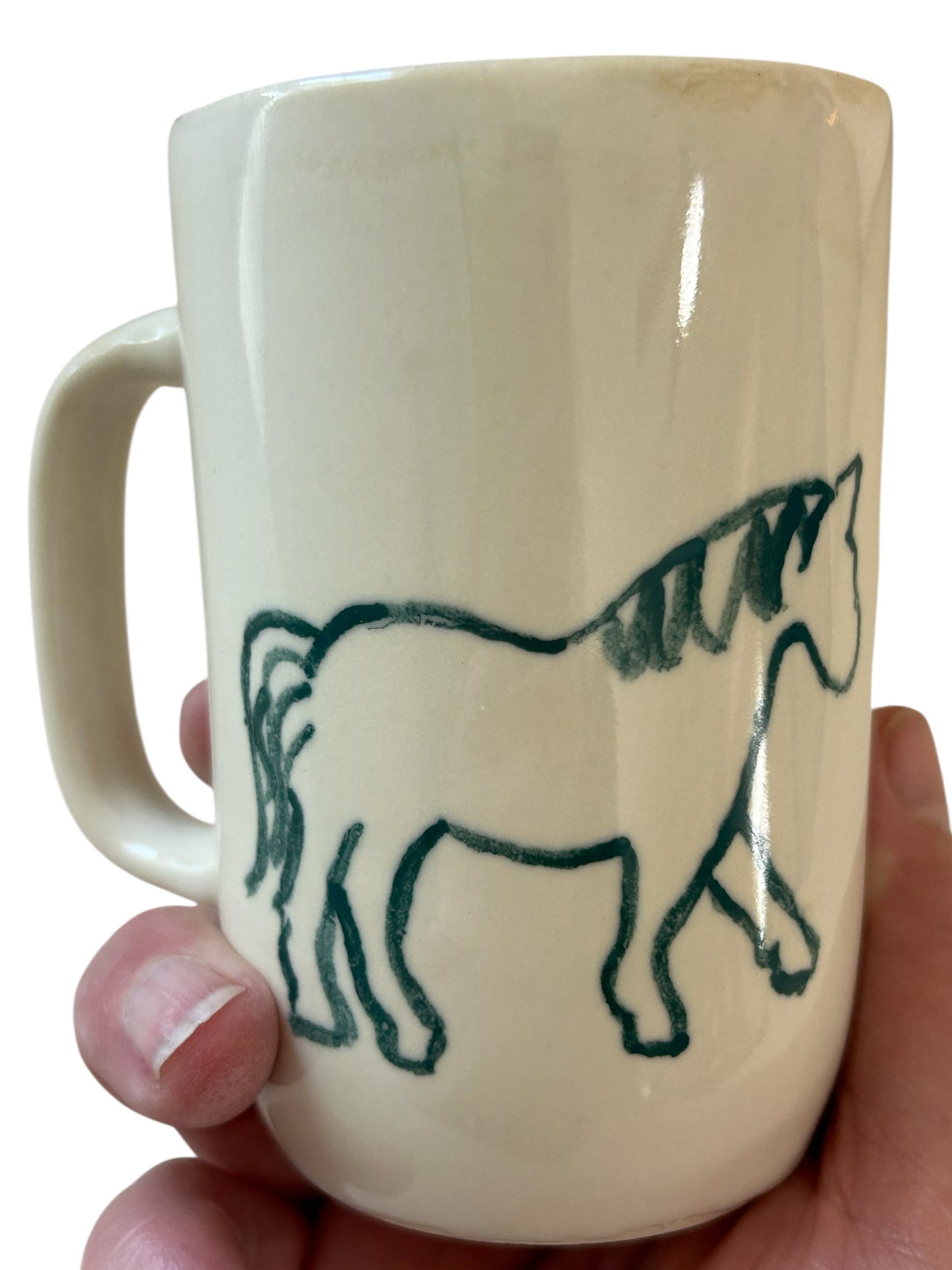 Slip Cast Minimalism Espresso Mug #4 with Handpainted Horses