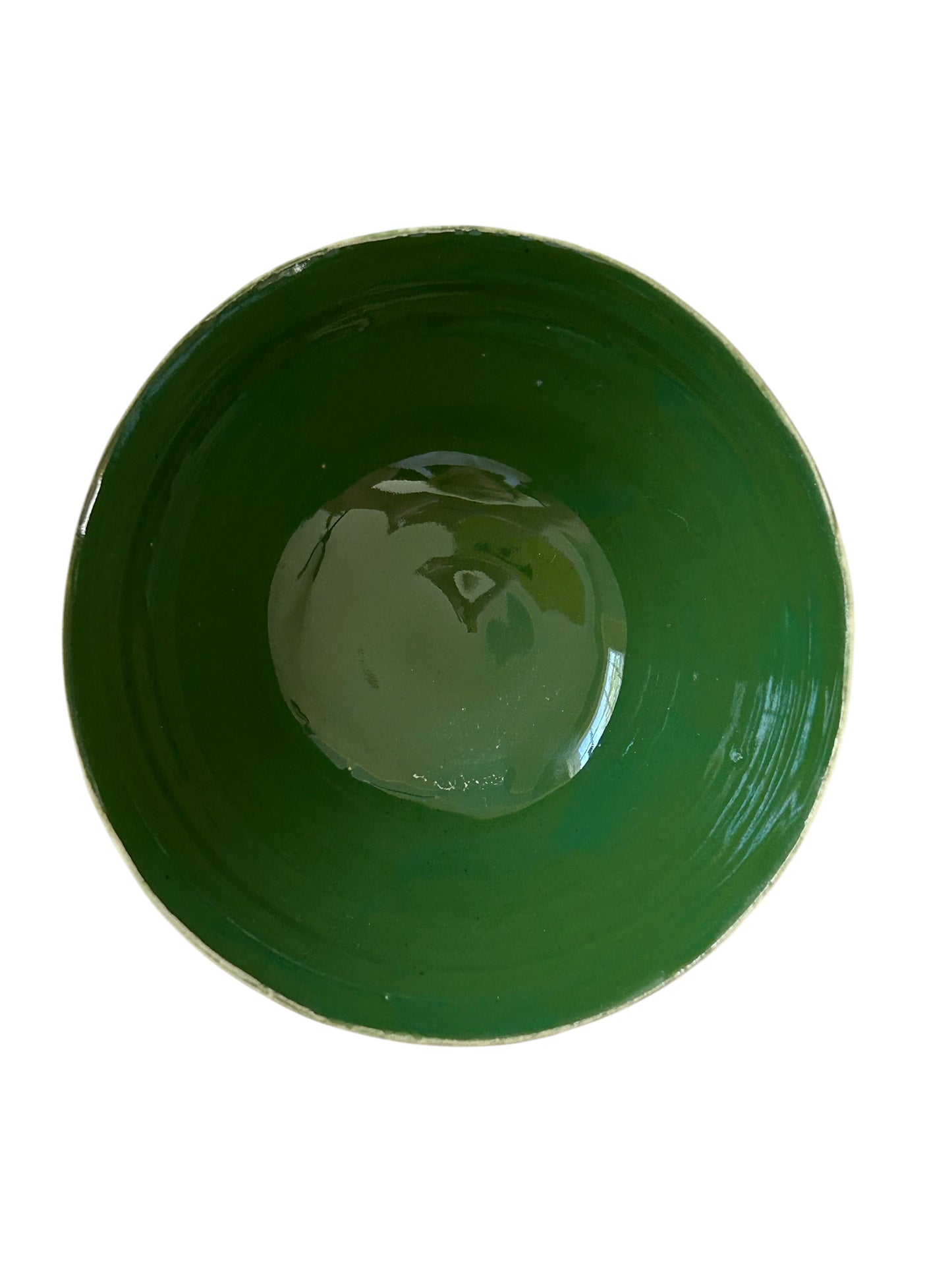 Small Carved Ice Cream Bowl #1 with Mountains and Trees in Translucent Green