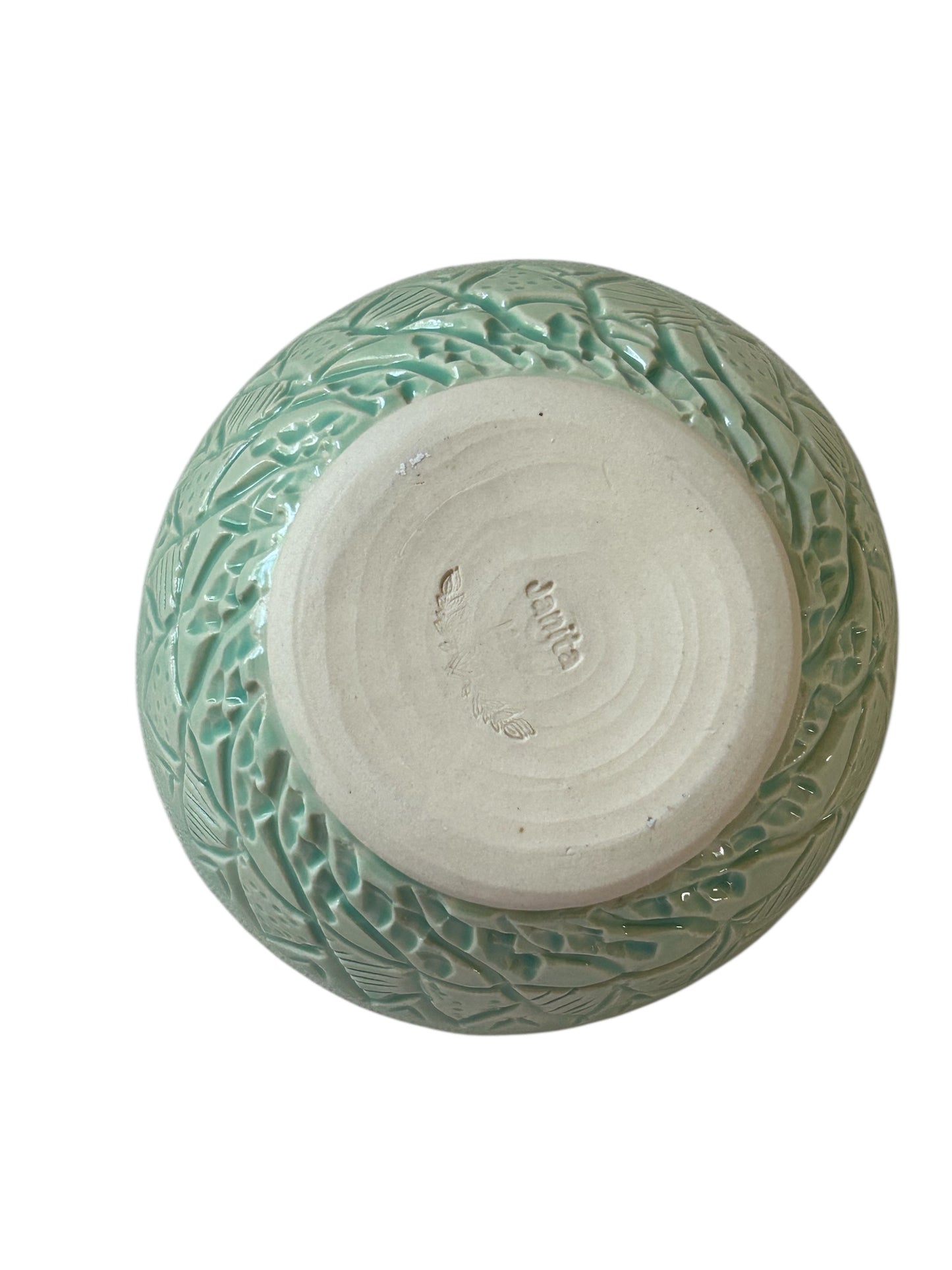 Small Carved Ice Cream Bowl #1 with Mountains and Trees in Translucent Green