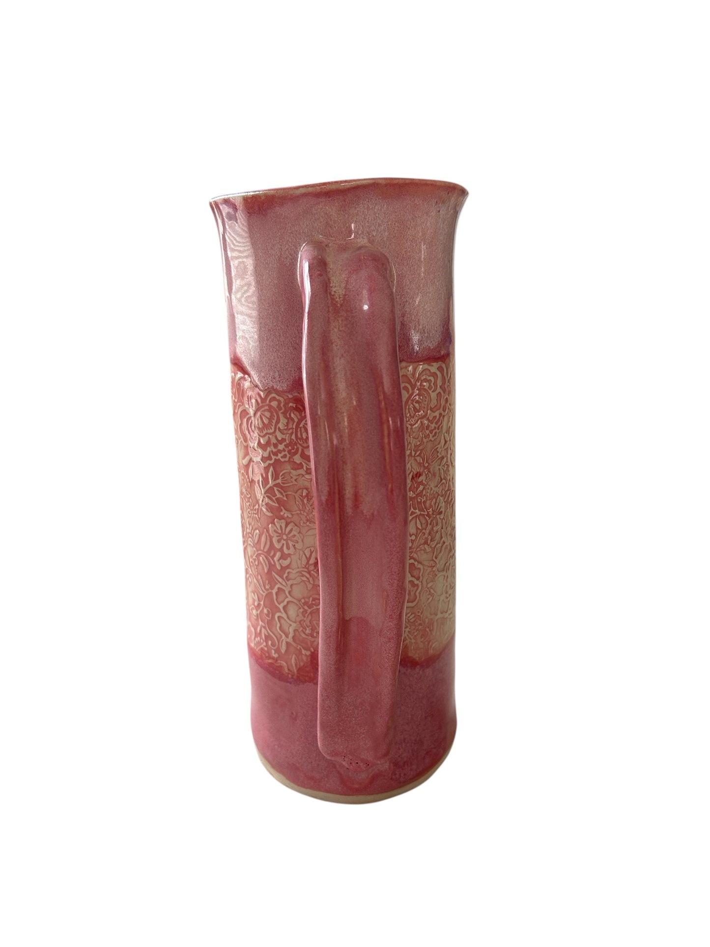 Tall Textured Pitcher #3 in Pink and White