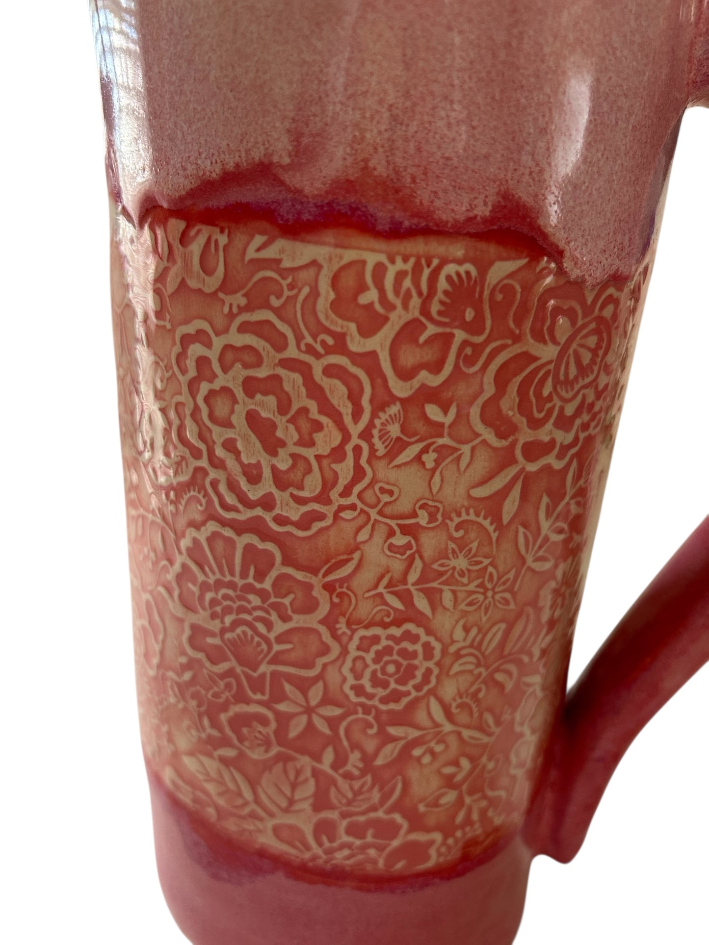 Tall Textured Pitcher #3 in Pink and White