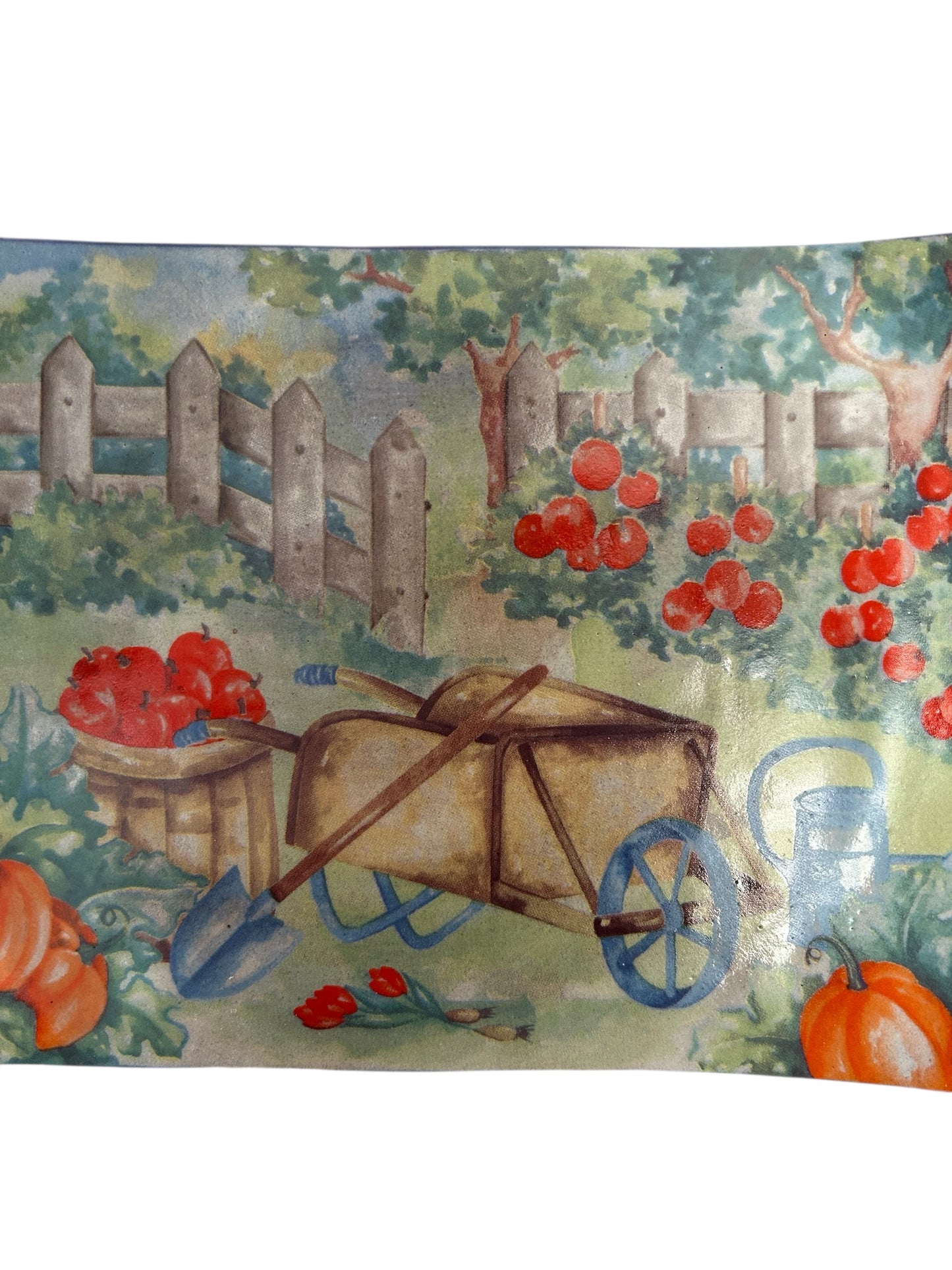Country Platter #31 with Fall Harvest Design on Dark Stoneware HANDWASH ONLY