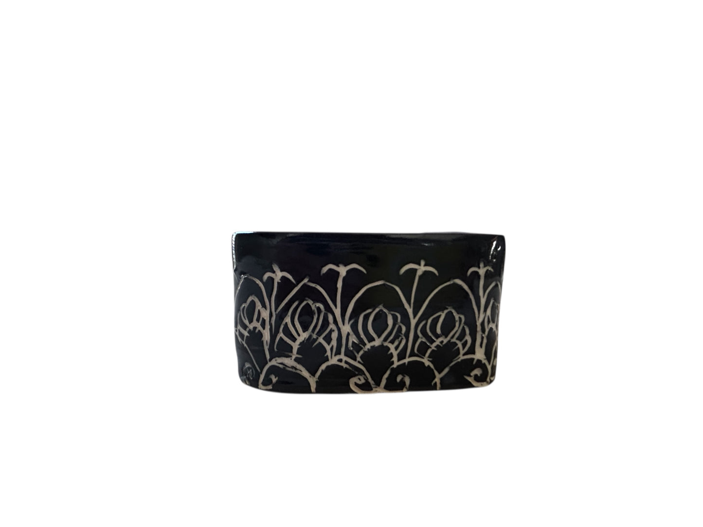 Long Sgraffito Tiramisu Casserole #4 with Carved Mantra Designs