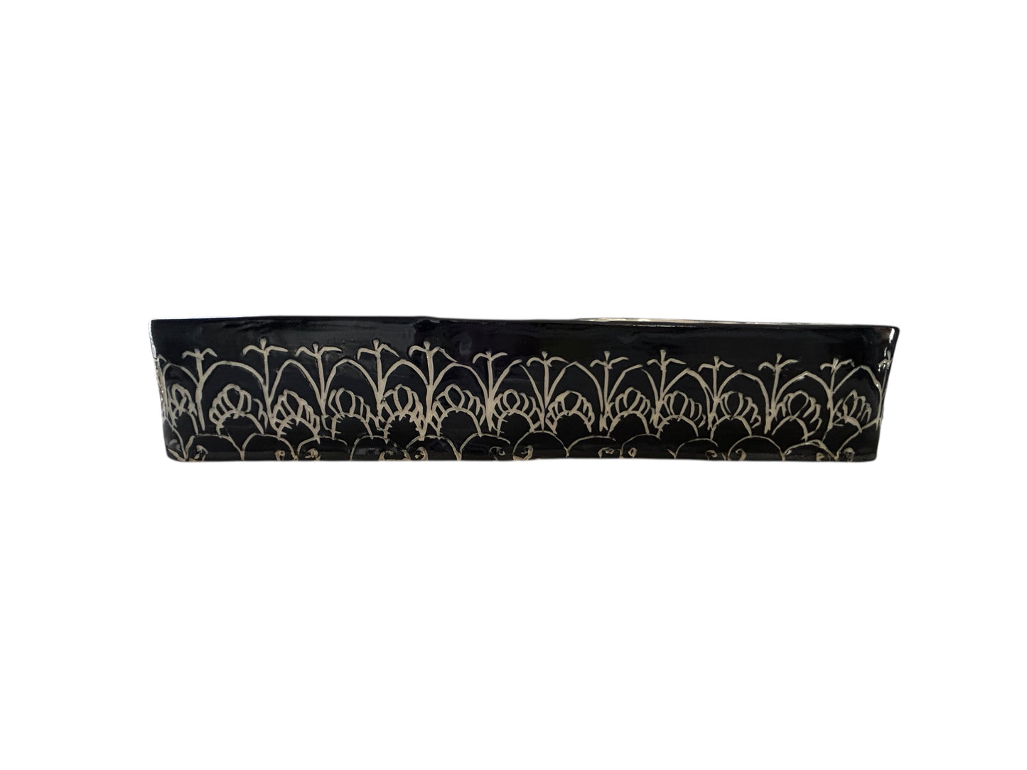 Long Sgraffito Tiramisu Casserole #4 with Carved Mantra Designs