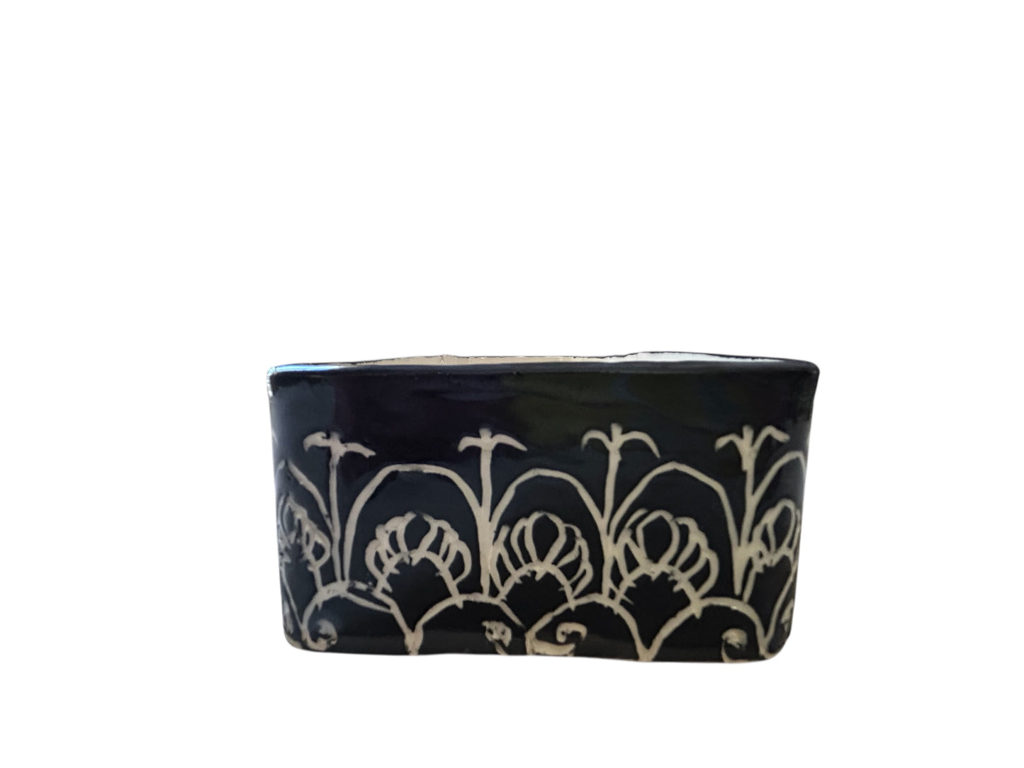 Long Sgraffito Tiramisu Casserole #4 with Carved Mantra Designs