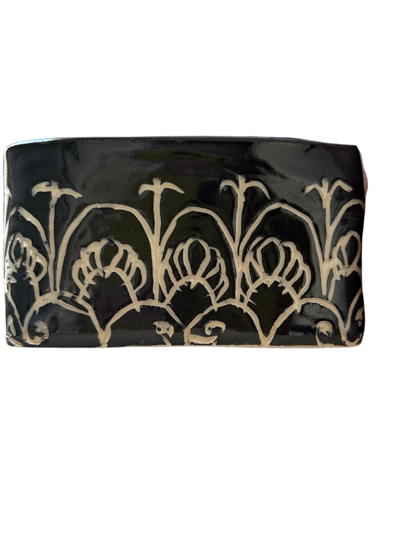 Long Sgraffito Tiramisu Casserole #4 with Carved Mantra Designs