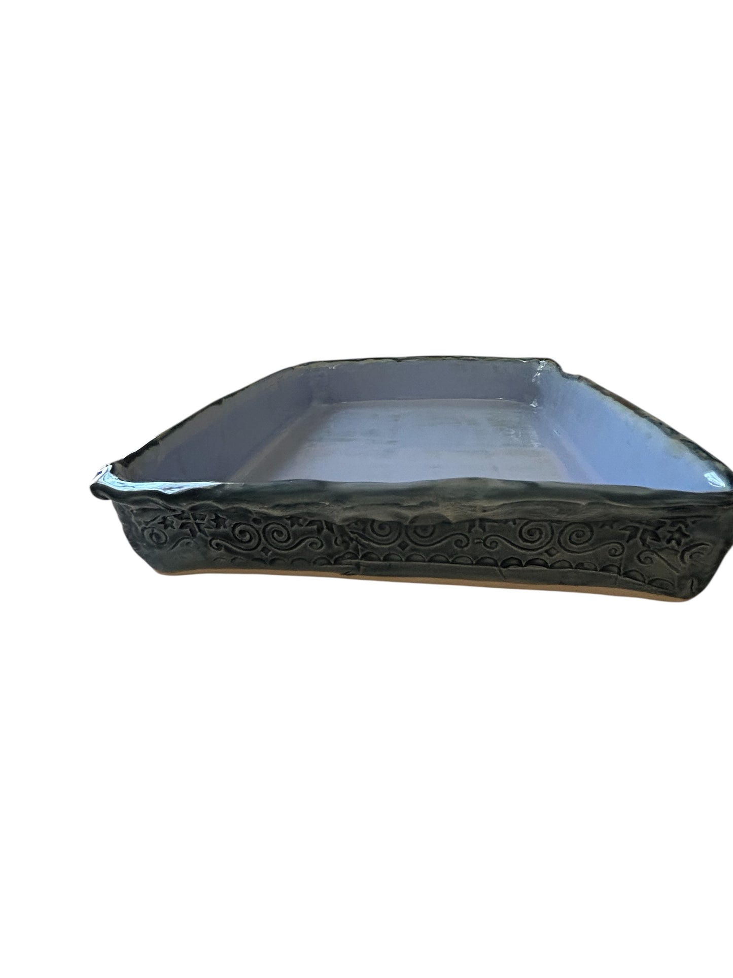 Large Baking Pan #30 with Scandinavian Scrolls in Winter Blue
