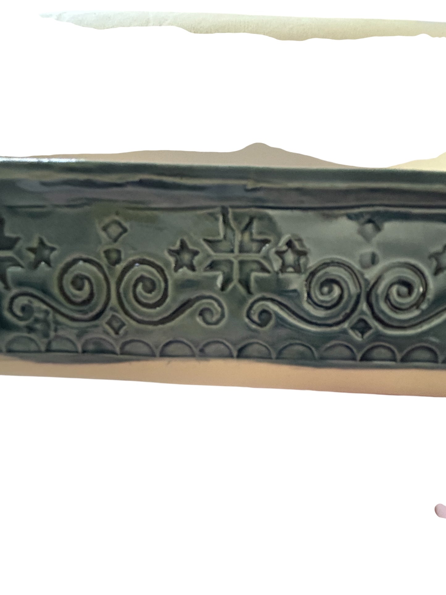 Large Baking Pan #30 with Scandinavian Scrolls in Winter Blue