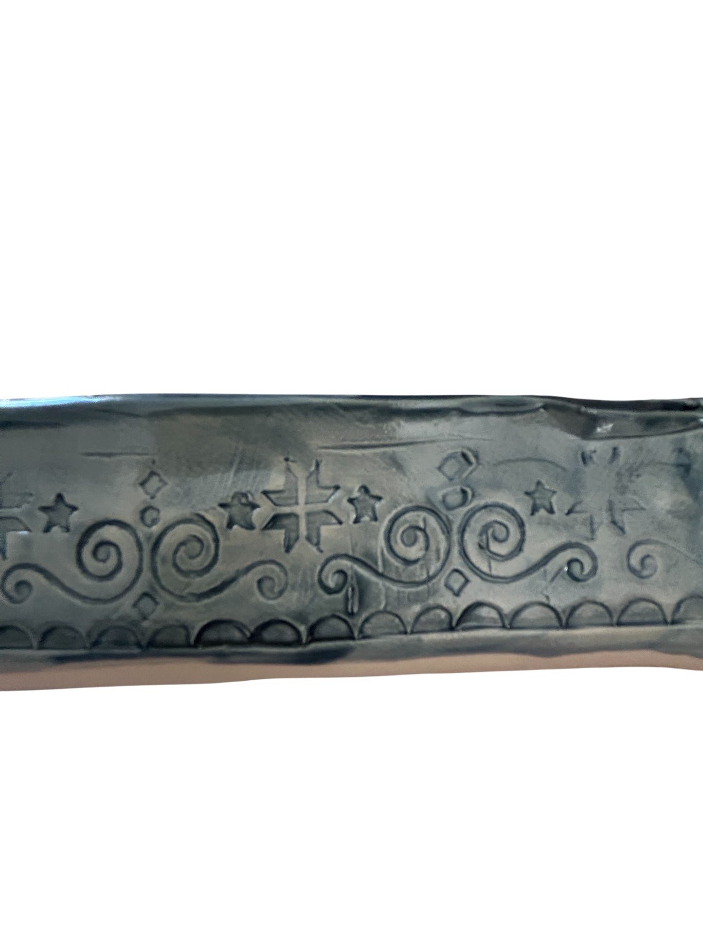 Large Baking Pan #30 with Scandinavian Scrolls in Winter Blue