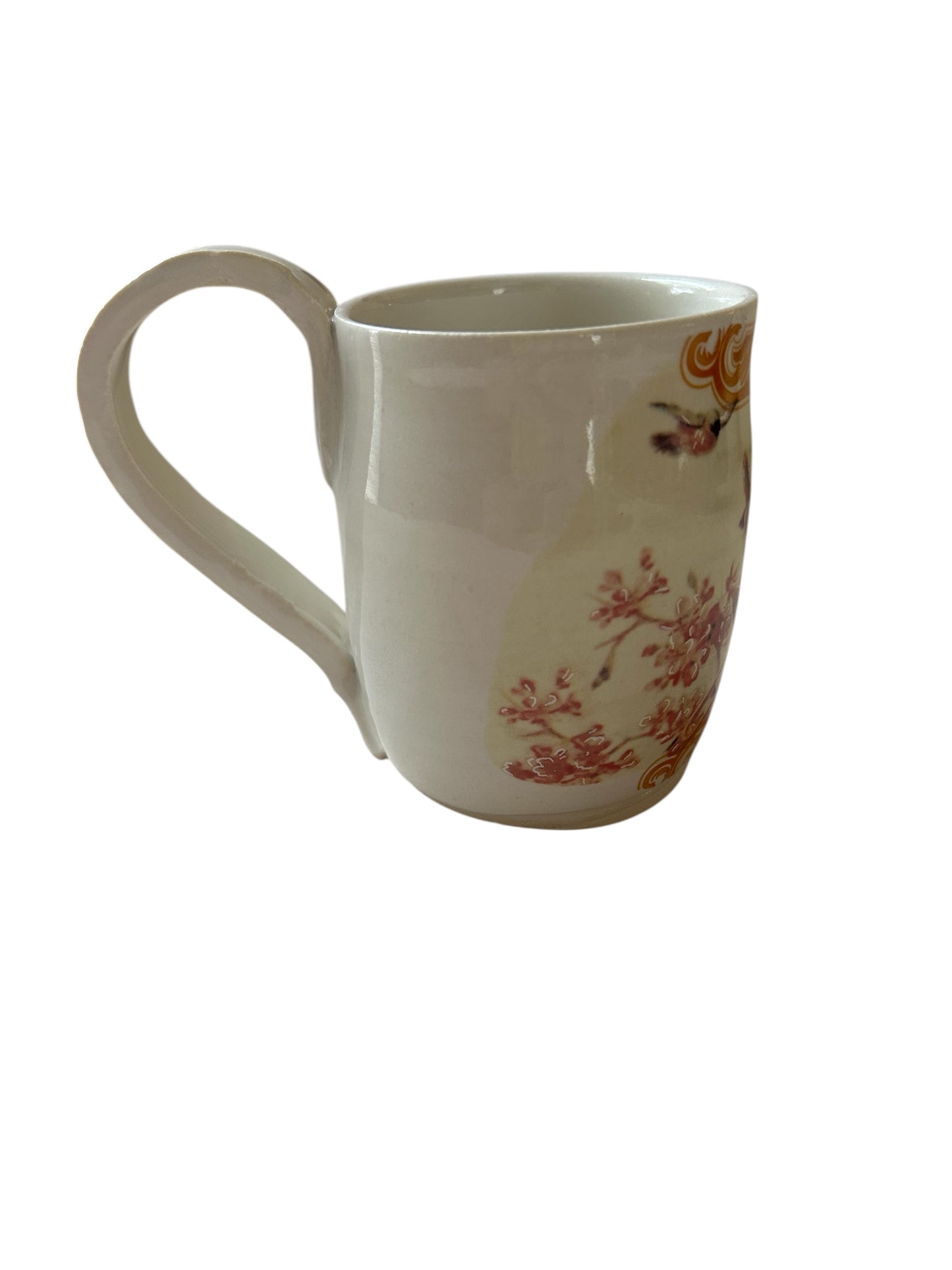 Wheel-Thrown Mub #37 with Cute Kitty Playing Trombone Design