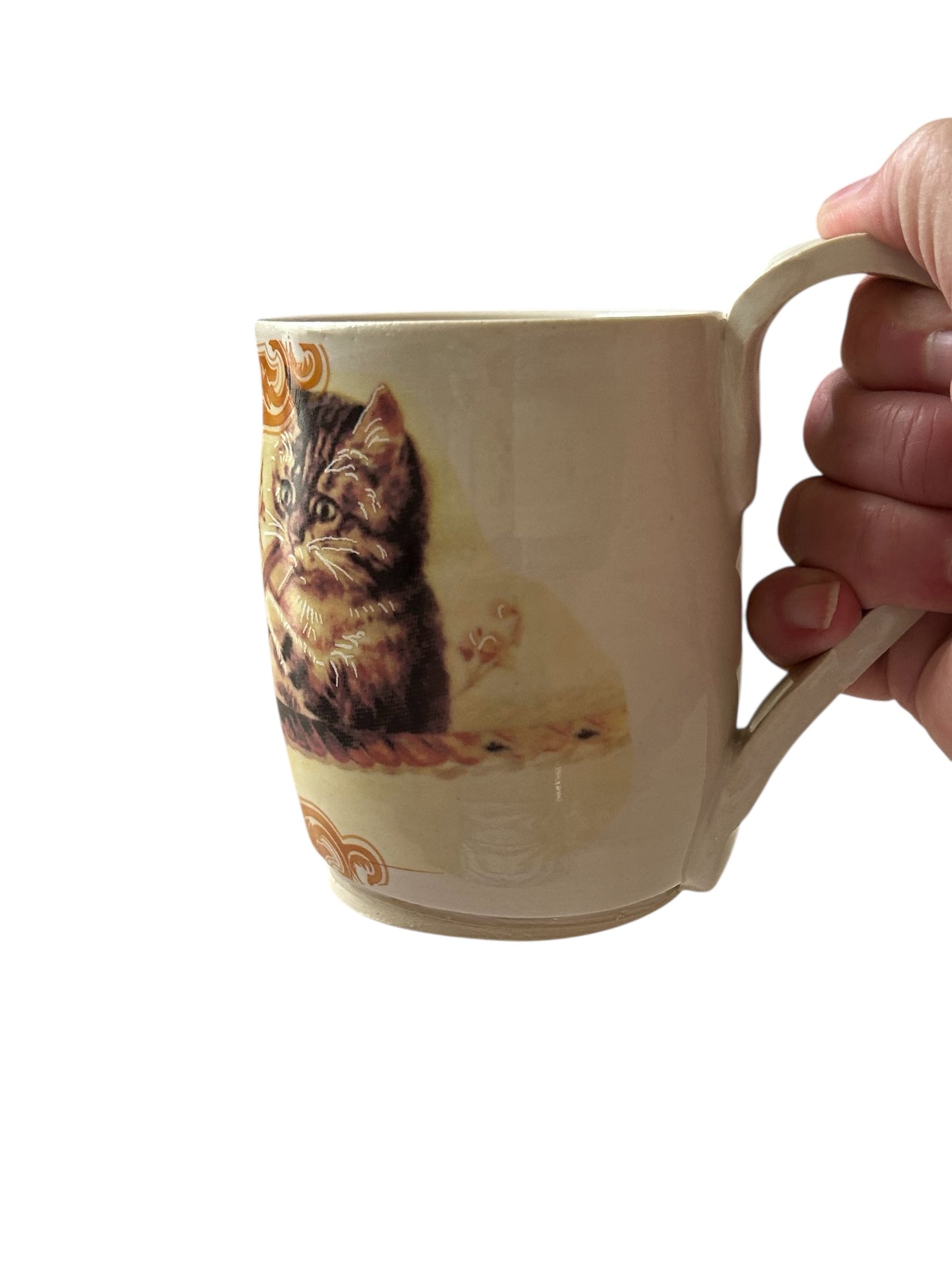Wheel-Thrown Mub #37 with Cute Kitty Playing Trombone Design