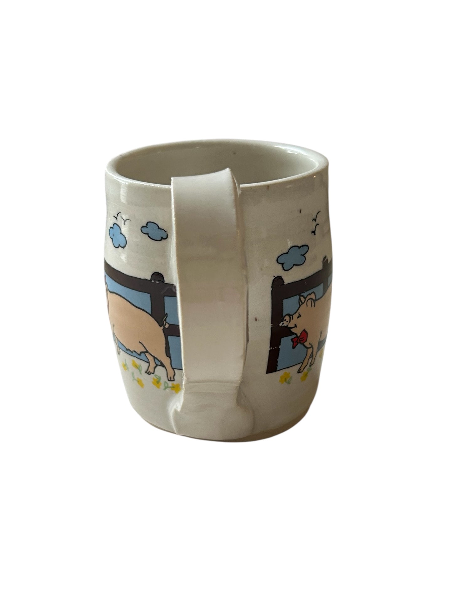 Wheel-Thrown Mug #38 with Country Pigs in a Row Design